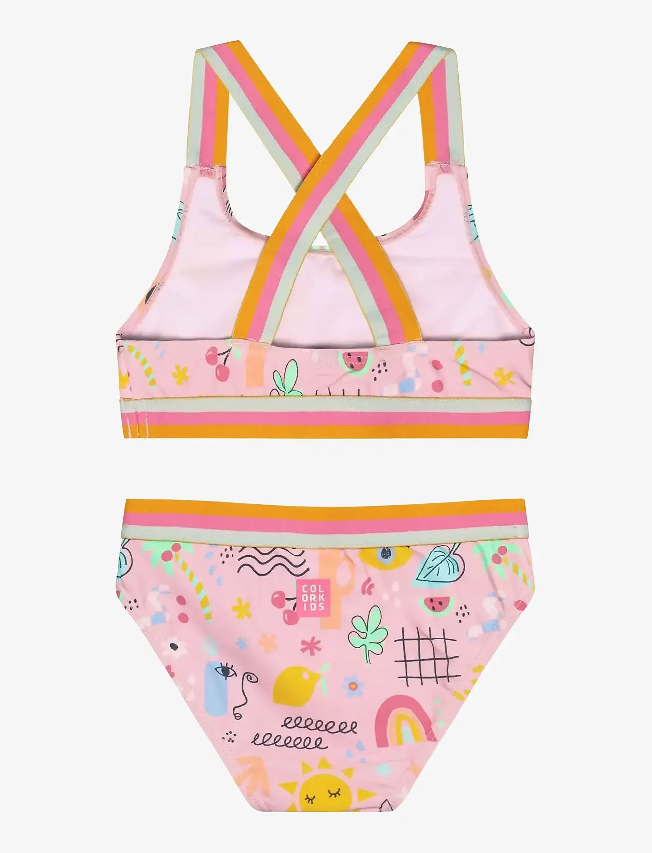 Color Kids - Bikini W. Contrast Straps, AOP - maudymosi kostiumėliai - fairy rose - 1