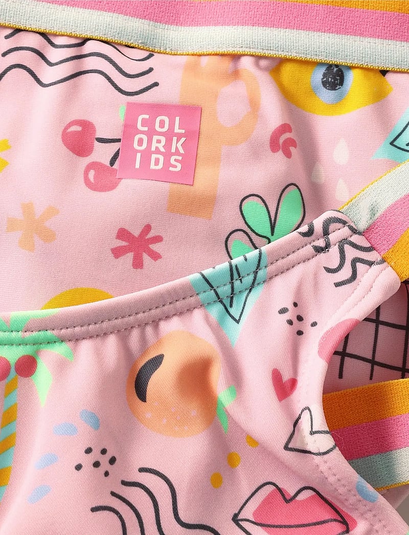 Color Kids - Bikini W. Contrast Straps, AOP - maudymosi kostiumėliai - fairy rose - 2
