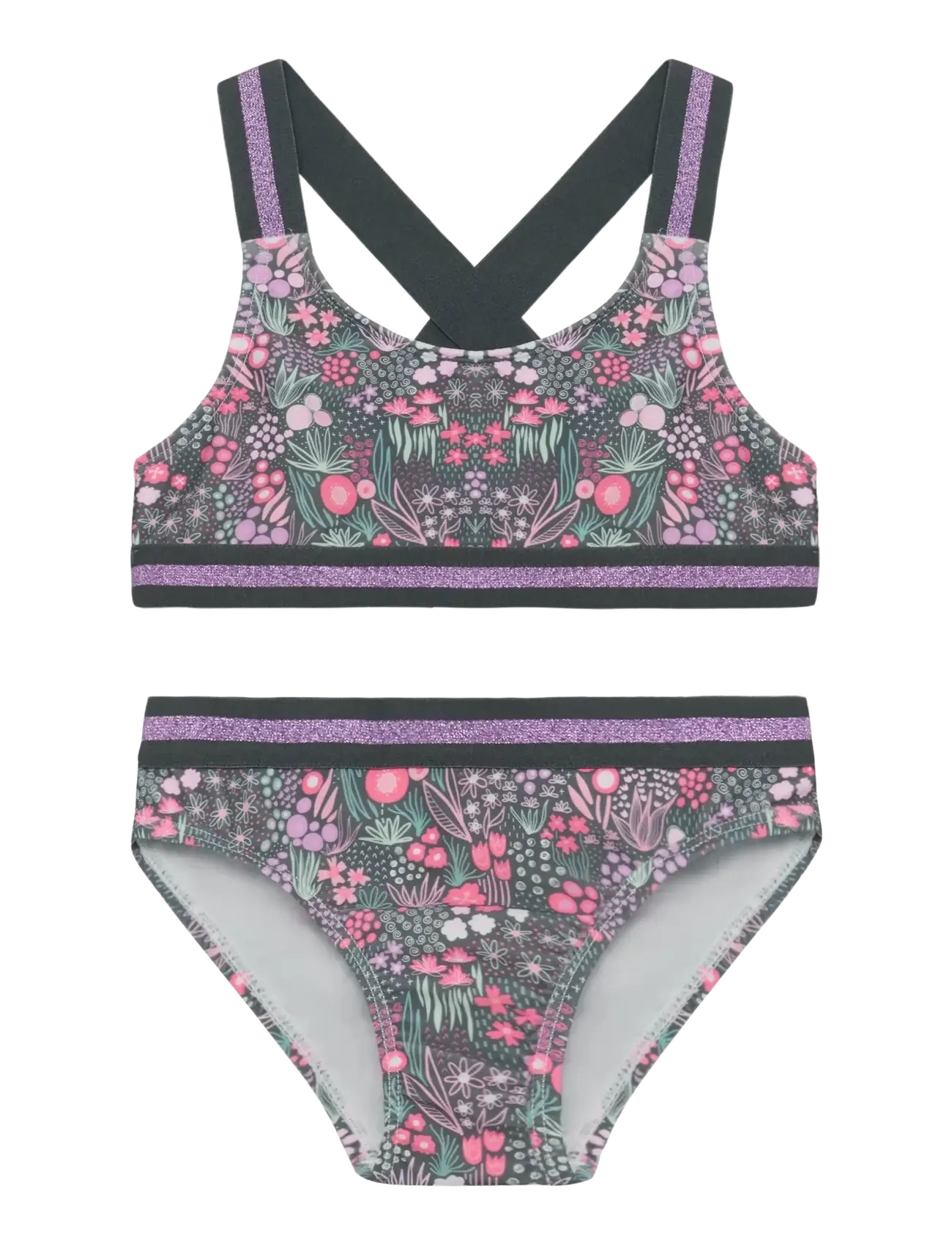 Color Kids Bikini W. Contrast Straps, AOP - Badkläder - TURBULENCE / multi