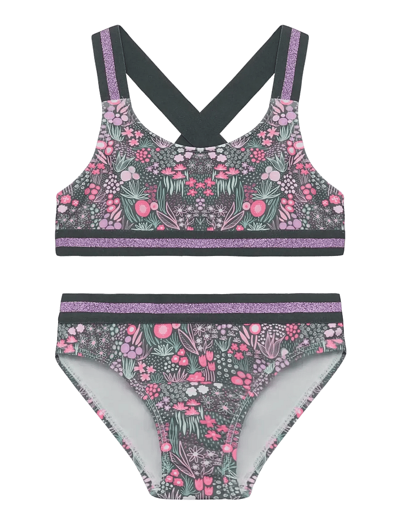 Color Kids - Bikini W. Contrast Straps, AOP - bikinier - turbulence - 0
