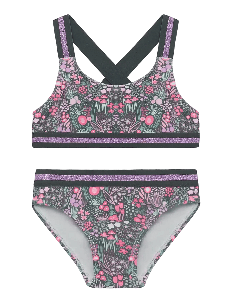 Color Kids - Bikini W. Contrast Straps, AOP - bikiinid - turbulence - 0