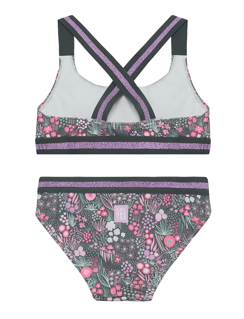 Color Kids - Bikini W. Contrast Straps, AOP - bikinier - turbulence - 1