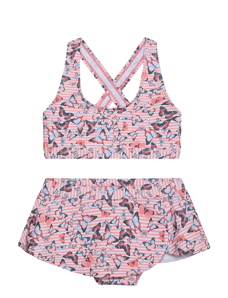 Color Kids - Bikini W. Skirt, AOP - bikinier - coral blush - 0