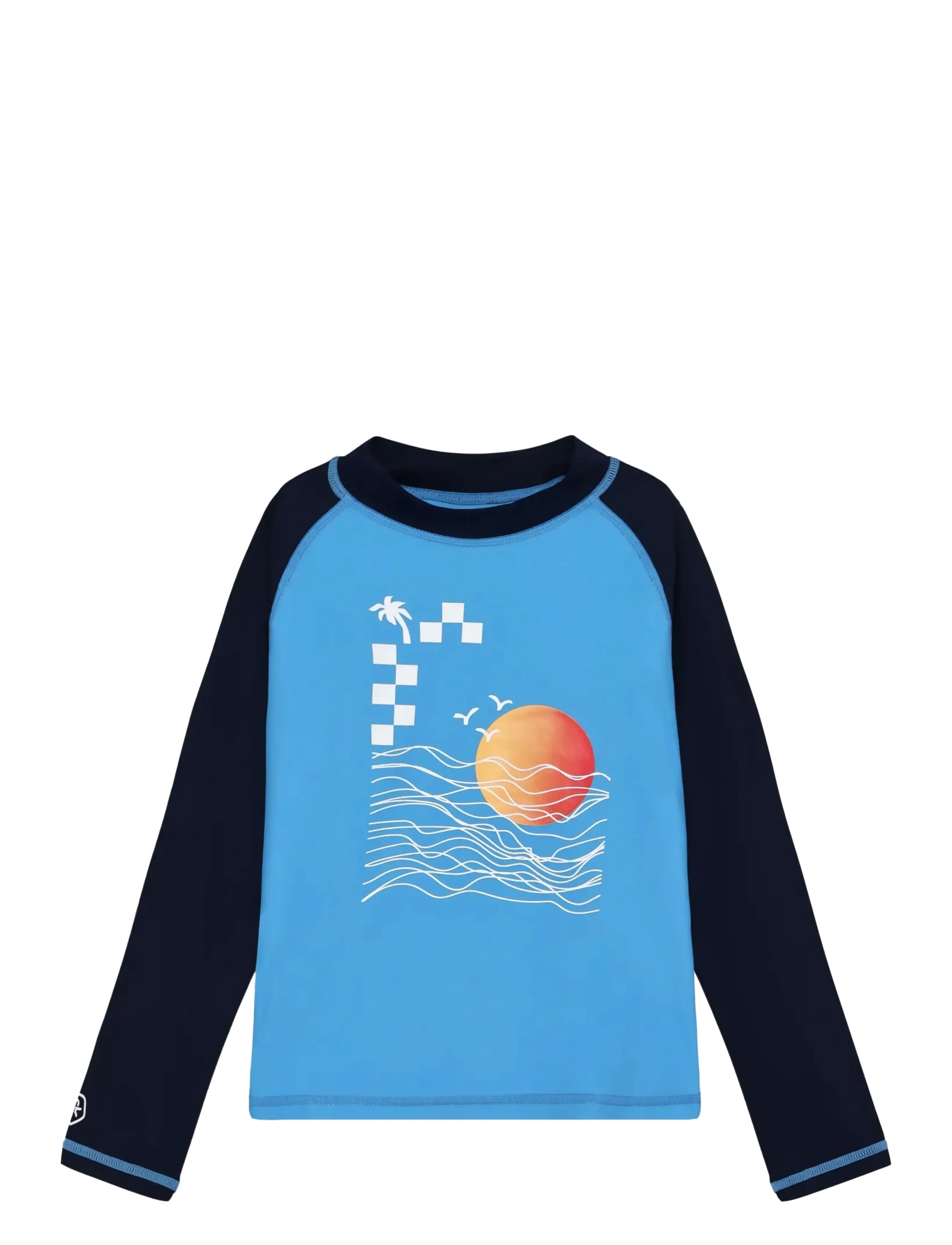 Color Kids T-shirt L/S W. Chest Print - Badtoppar - AZURE BLUE / blue