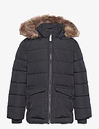 Jacket W. Fake Fur - Long - PHANTOM