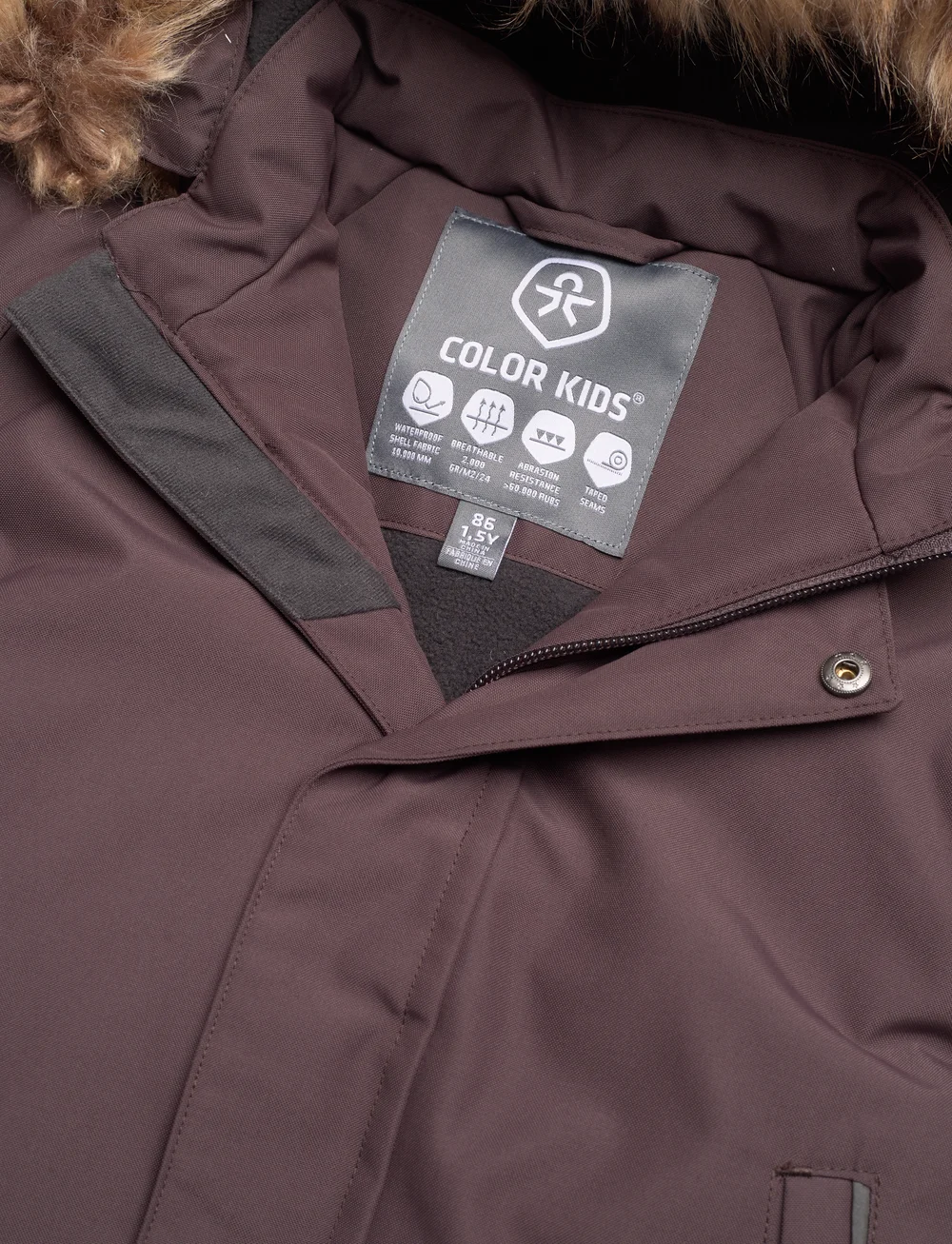 Color Kids - Parka W. Fake Fur - insulated jackets - raisin - 2