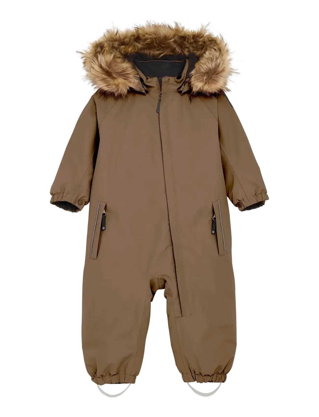 Color Kids Baby Coverall W. Fake Fur - Overalls - FOSSIL / brown