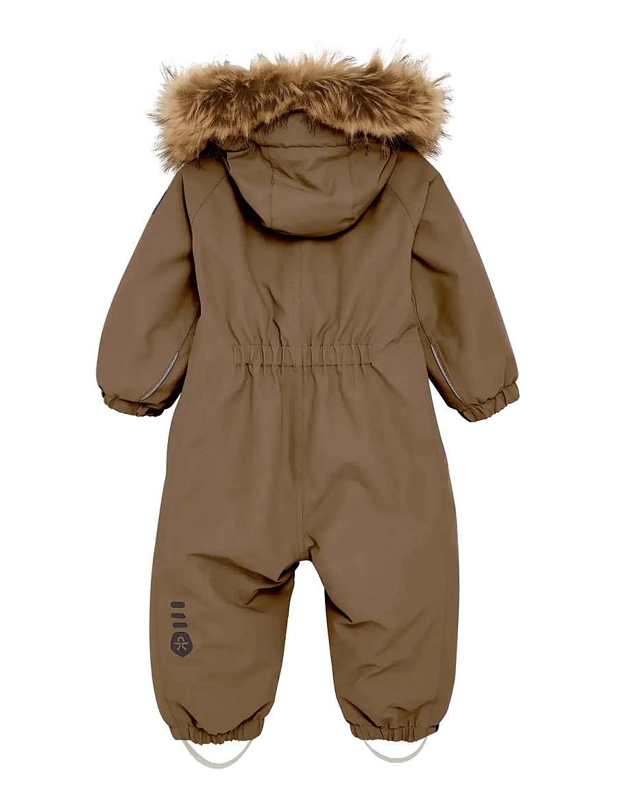 Color Kids - Baby Coverall W. Fake Fur - overtøj - fossil - 1