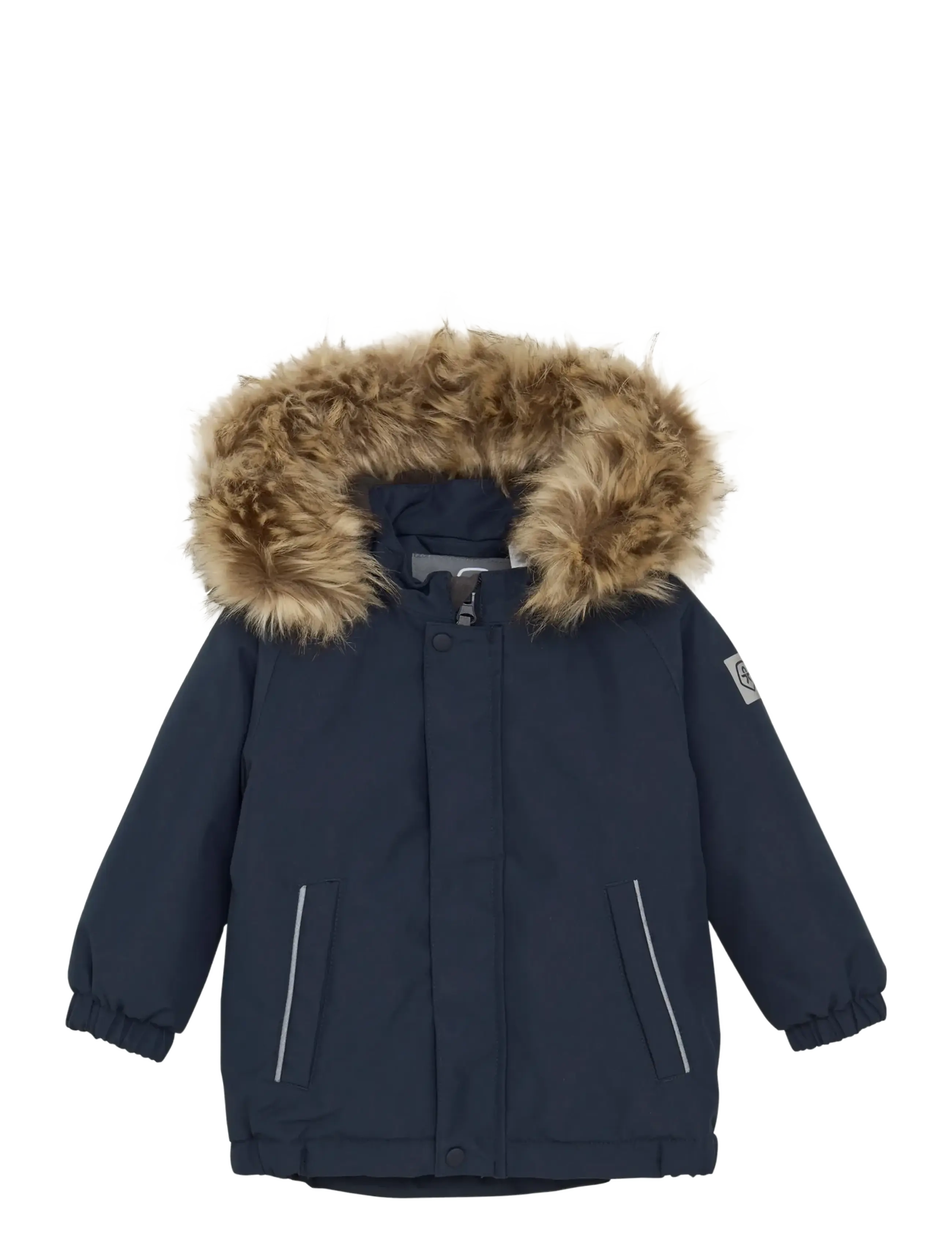 Color Kids Baby Parka W. Fake Fur, Børn, Baby Parka Med Fuskepels Hætte, Navy, Str: 80