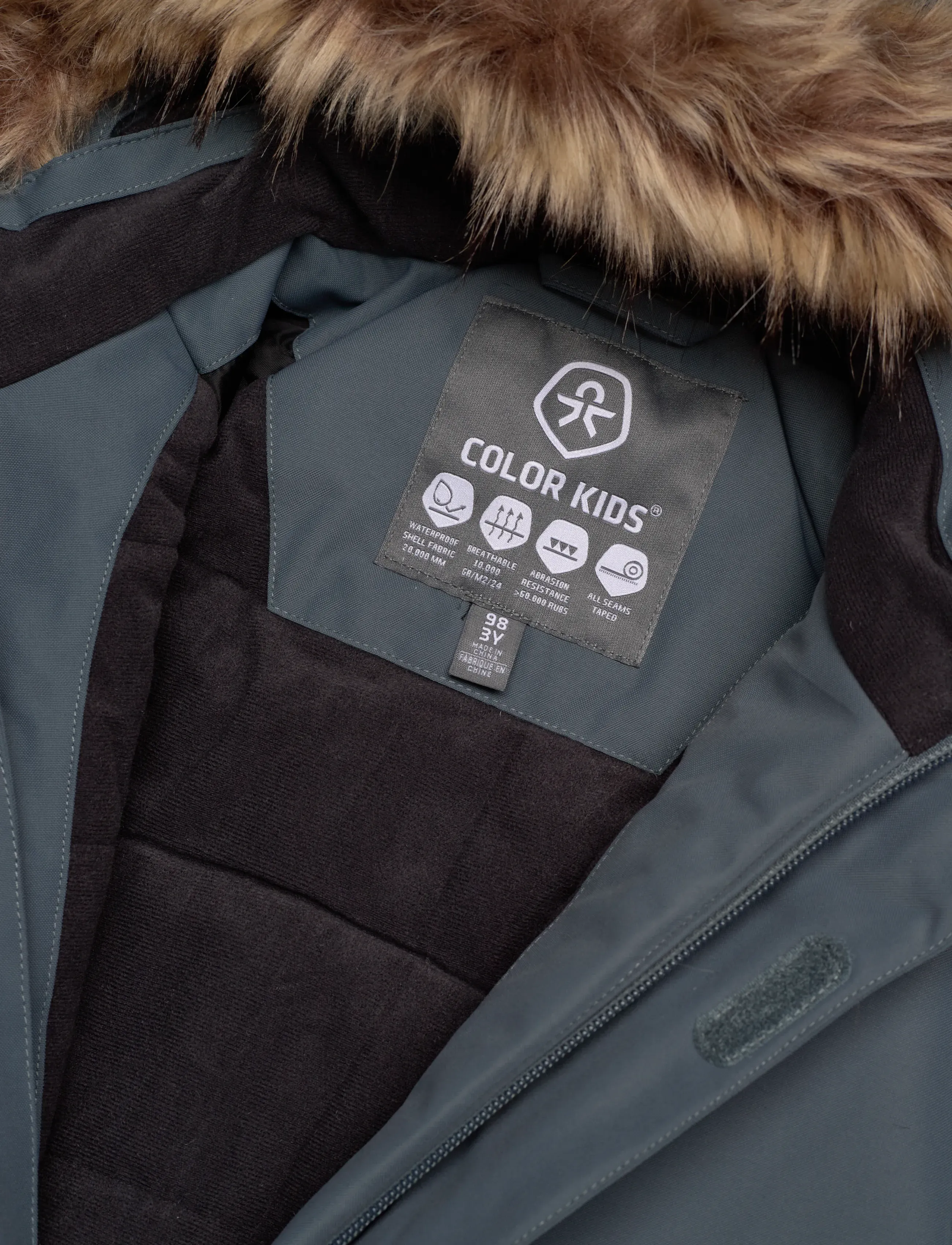 Color Kids - Coverall W. Contrast & Fur - stormy weather - 2
