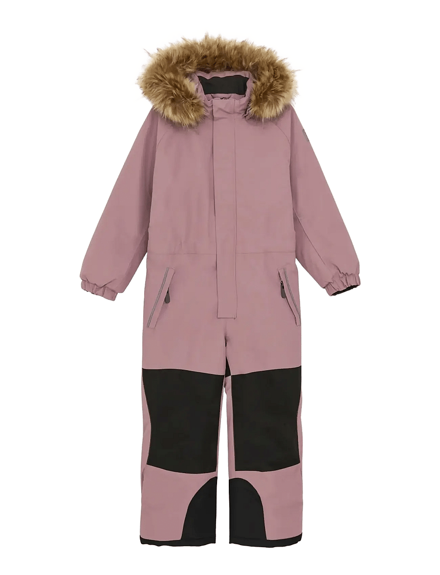 Color Kids - Coverall W. Contrast & Fur - woodrose - 0