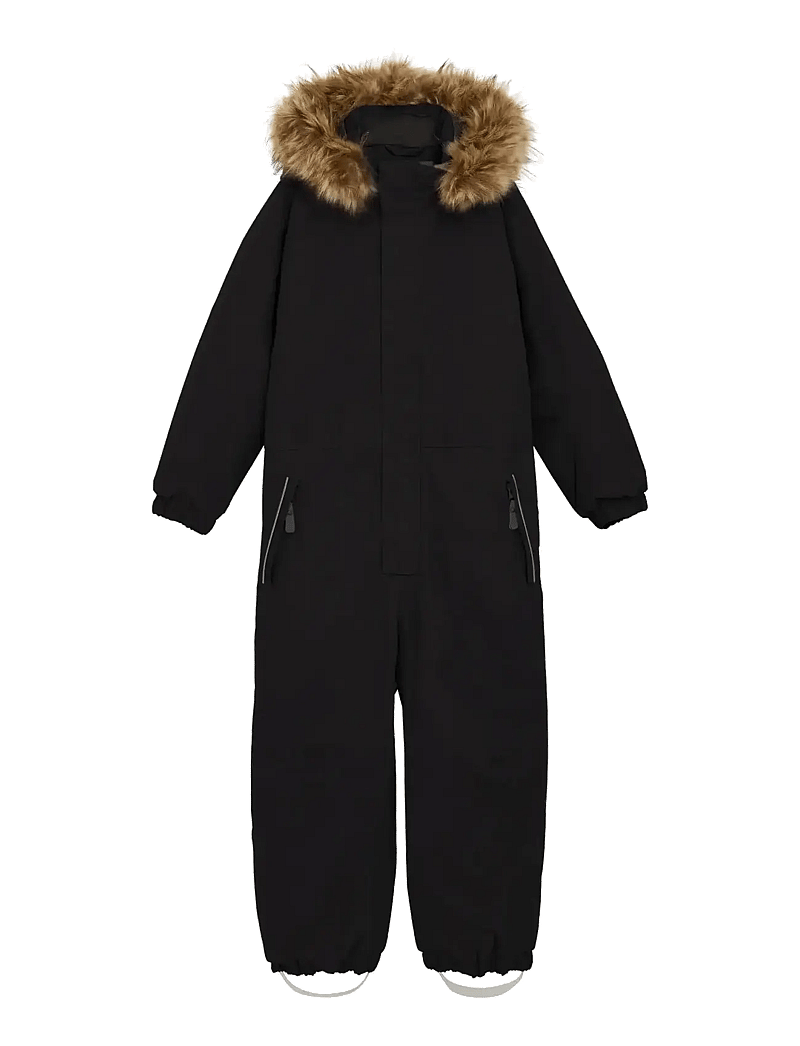 Color Kids - Coverall W. Fake Fur - ytterkläder - black - 0