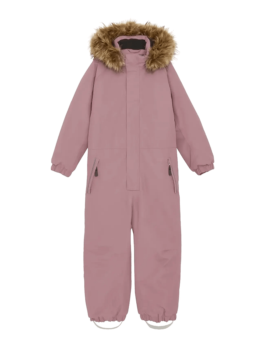 Color Kids - Coverall W. Fake Fur - overtøj - woodrose - 0