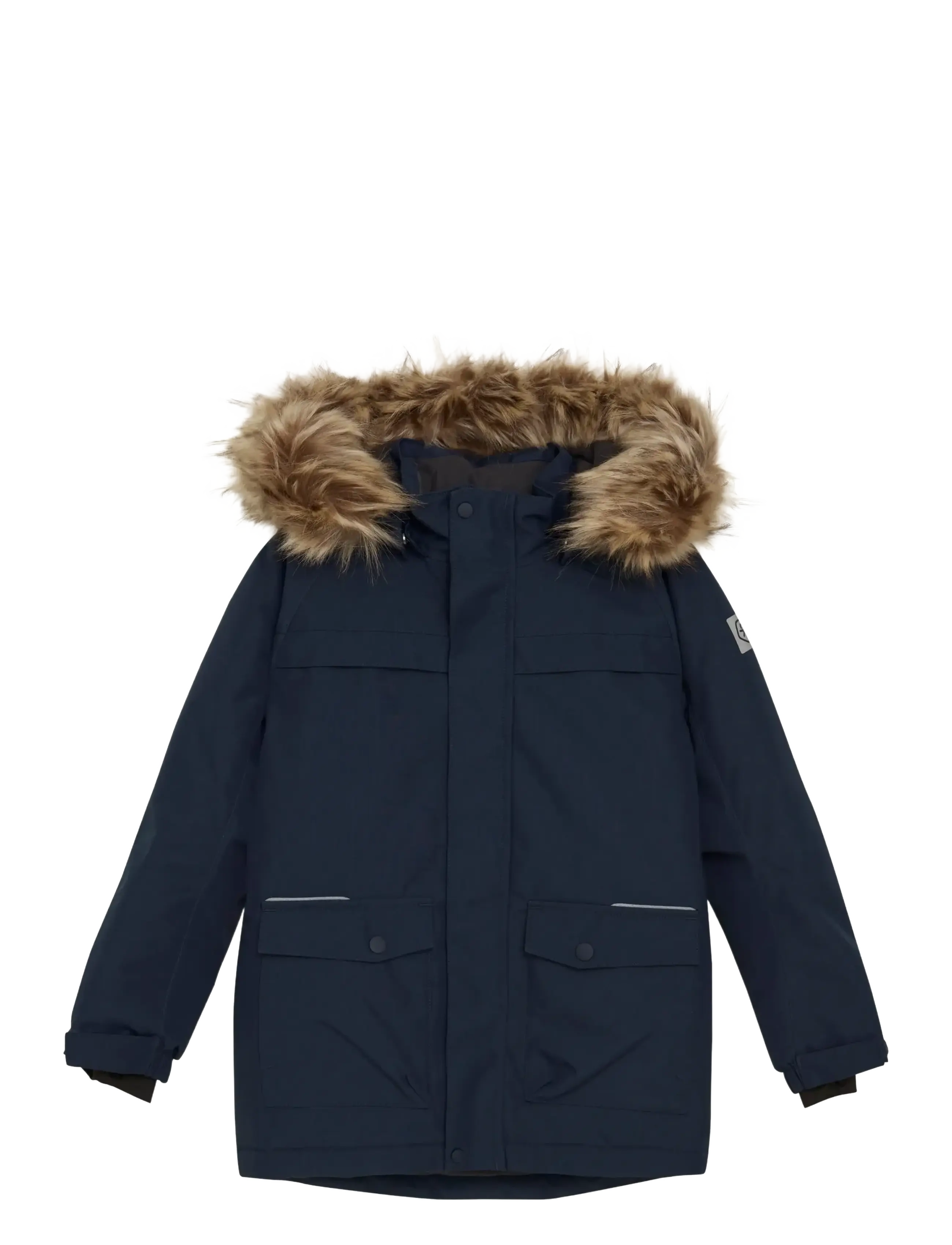 Color Kids Parka W. Fake Fur, Børn, Faux Fur Parka, Navy, Str: 140