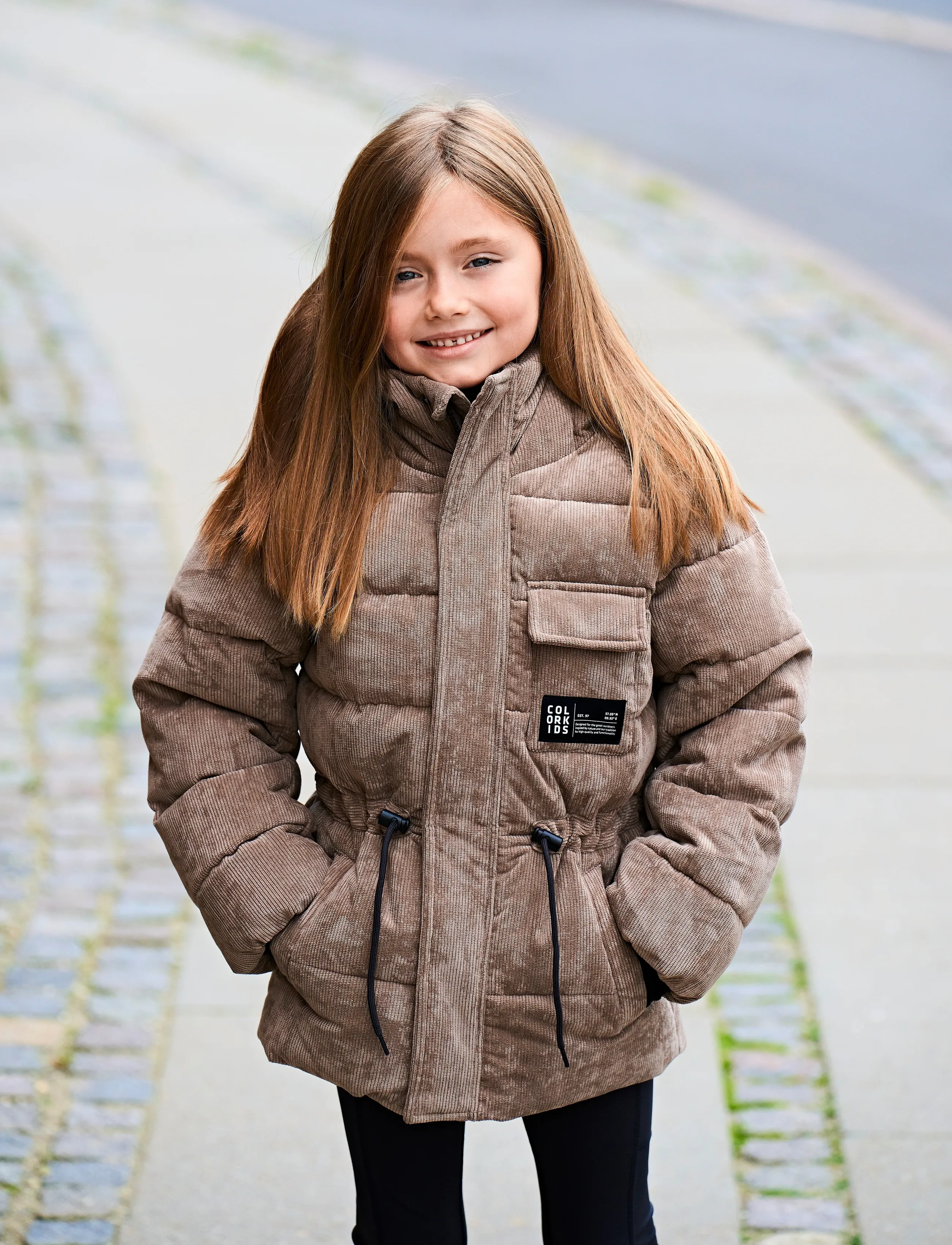 Color Kids Jr. Jacket W. String -Corduroy, 110, Jackets & Coats, Beige - Puffer Padded, Kinder