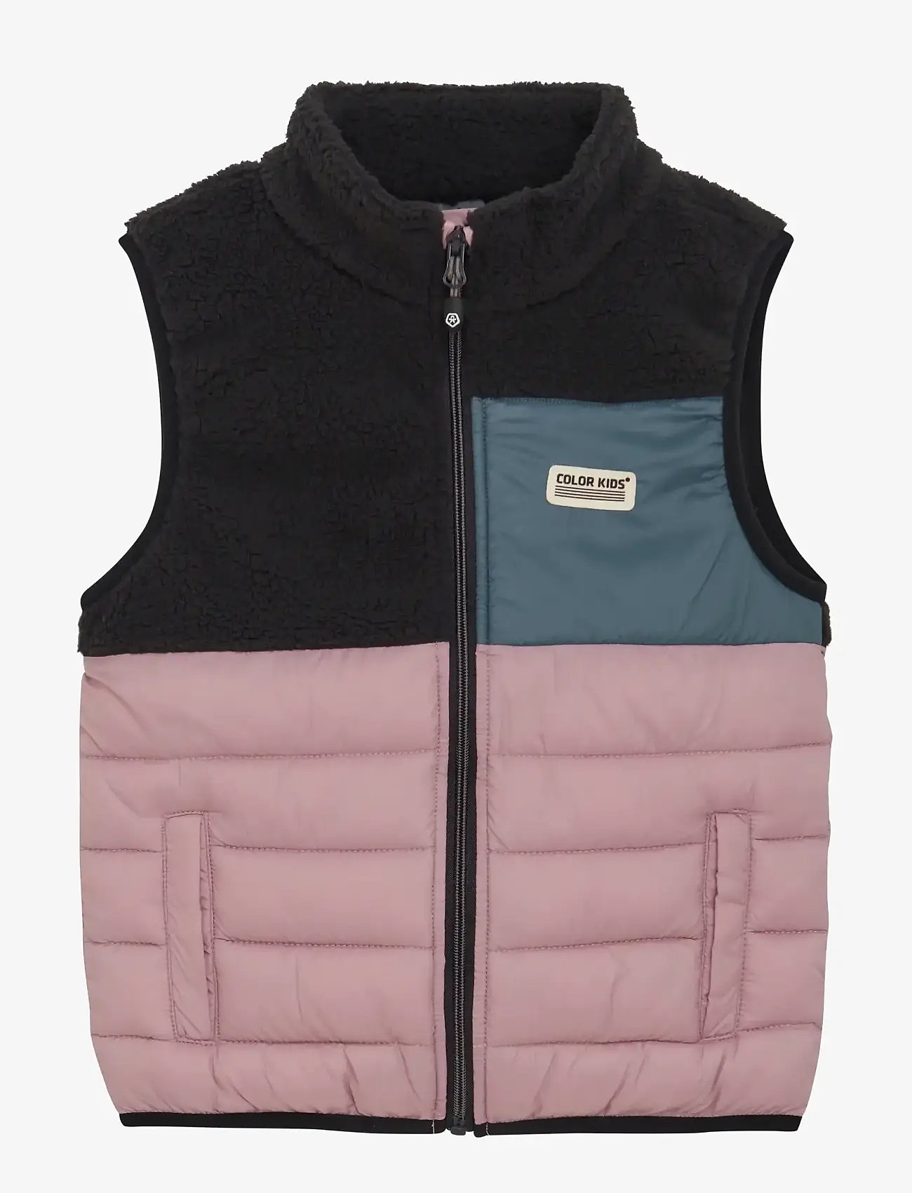 Color Kids - Fleece Waistcoat W. Quilt - outdoor - woodrose - 0