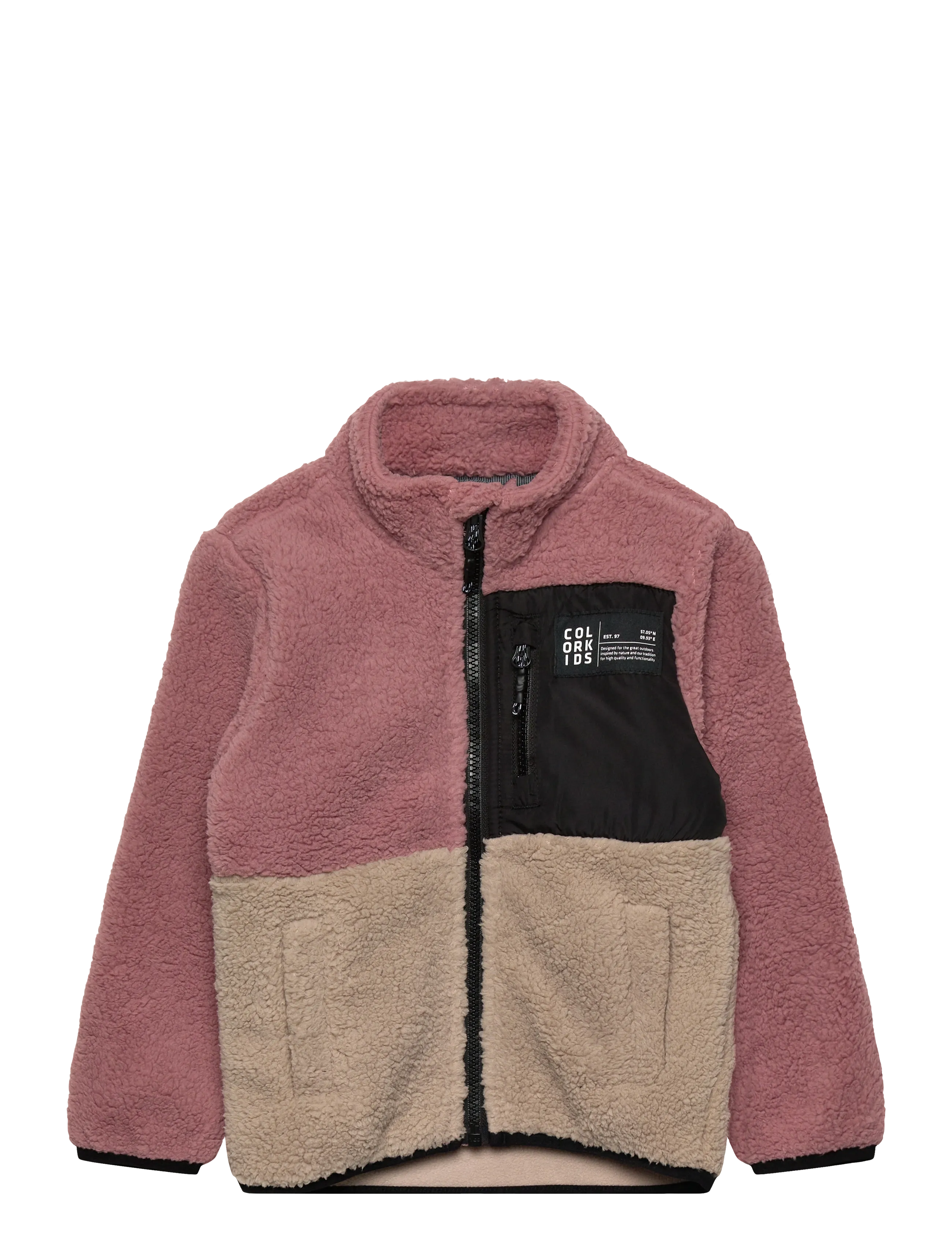 Color Kids Fleece Jacket - Outdoor - WOODROSE / black