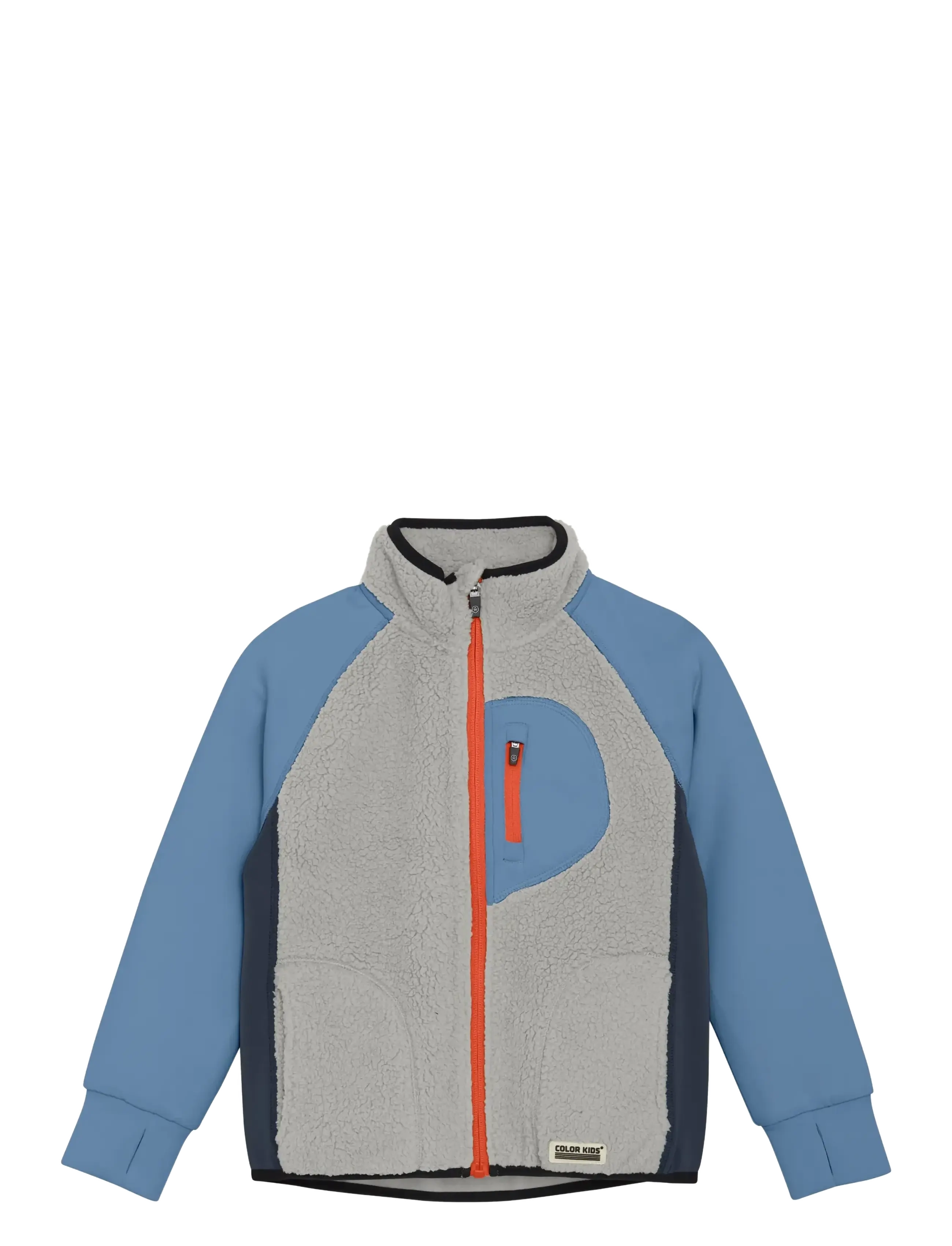 Color Kids Teddy Jacket W. Fleece Sleeves, 92, Blue, Yderbeklædning Af Fleece > Fleecejakker, Børn