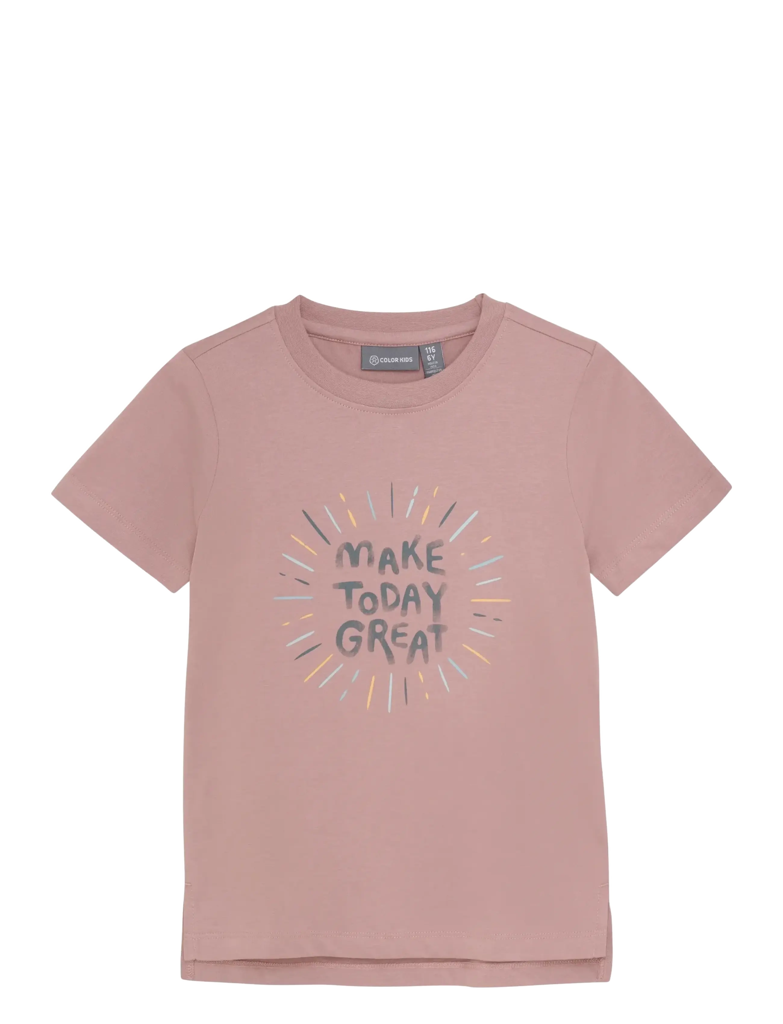 Color Kids T-Shirt W. Print S/S, 104, T-shirts, Rosa - Short-sleeved, Kinder