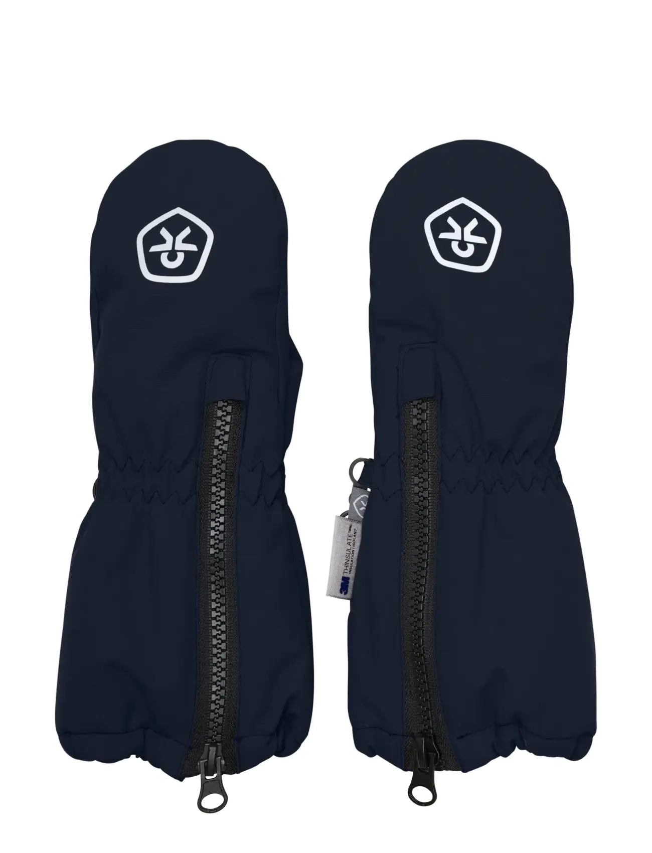 Color Kids Mittens Long W. Zipper, 6-12M, Gloves & Mittens, Schwarz - Kinder