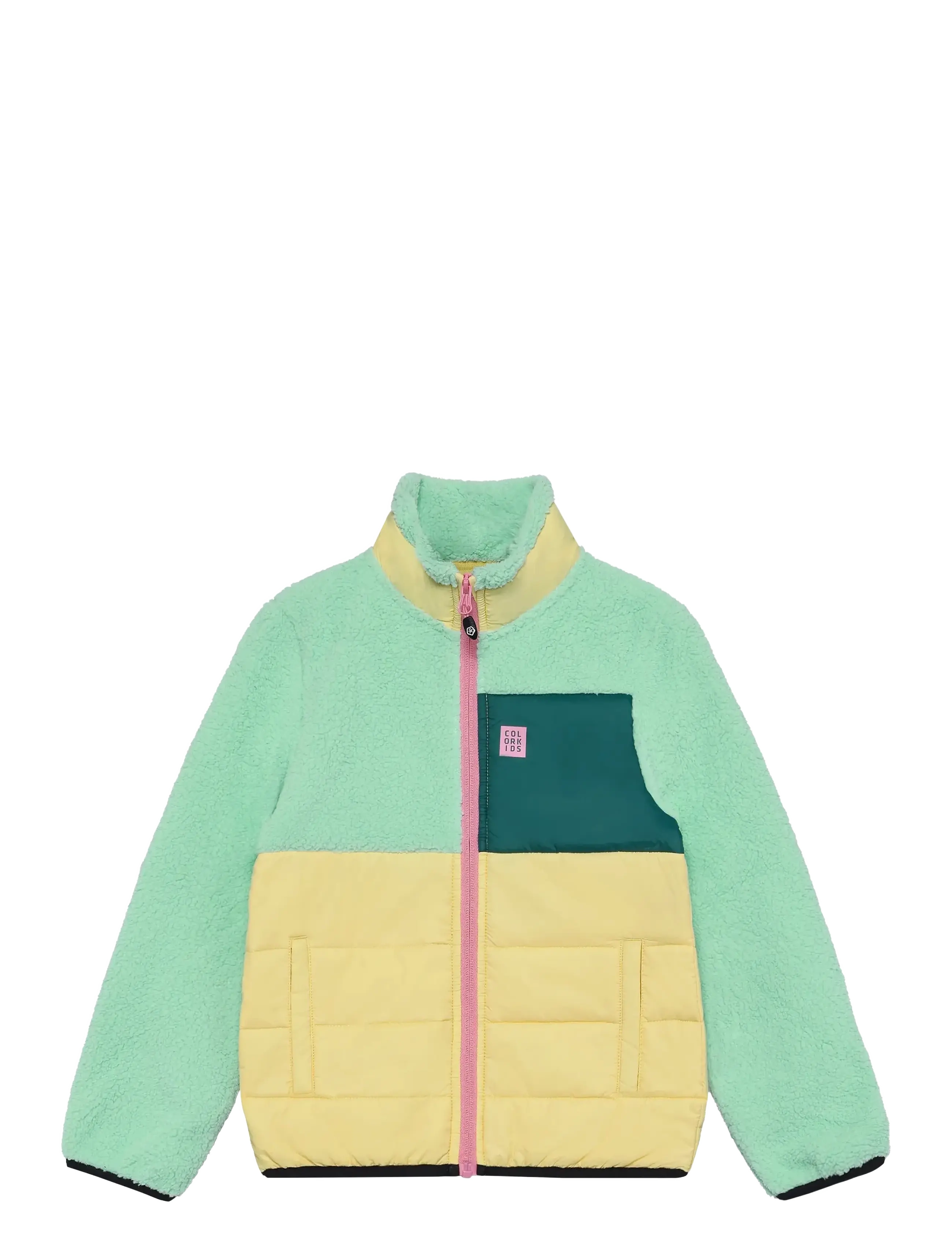 Color Kids Fleece Jacket W. Quilt - Fleecekläder - CABBAGE / multi