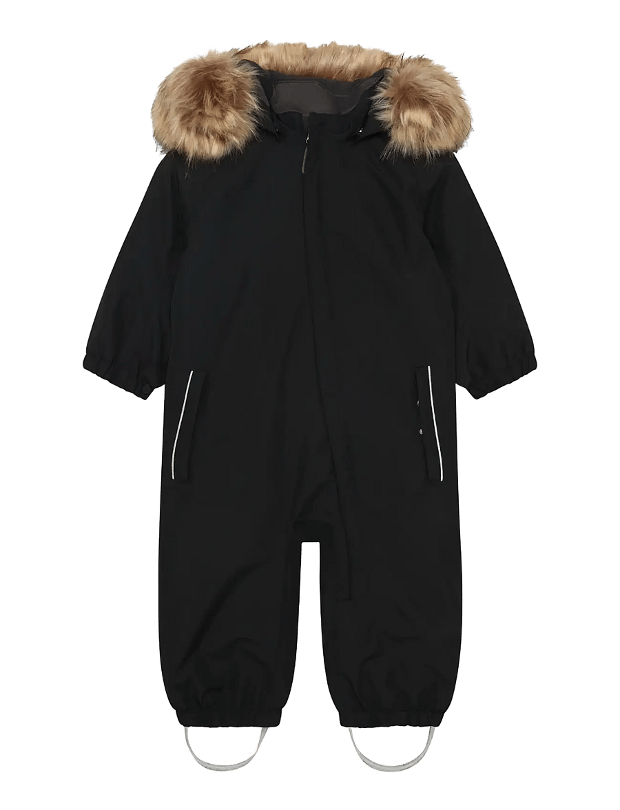 Color Kids - Baby Coverall W. Fake Fur - outerwear - black - 0