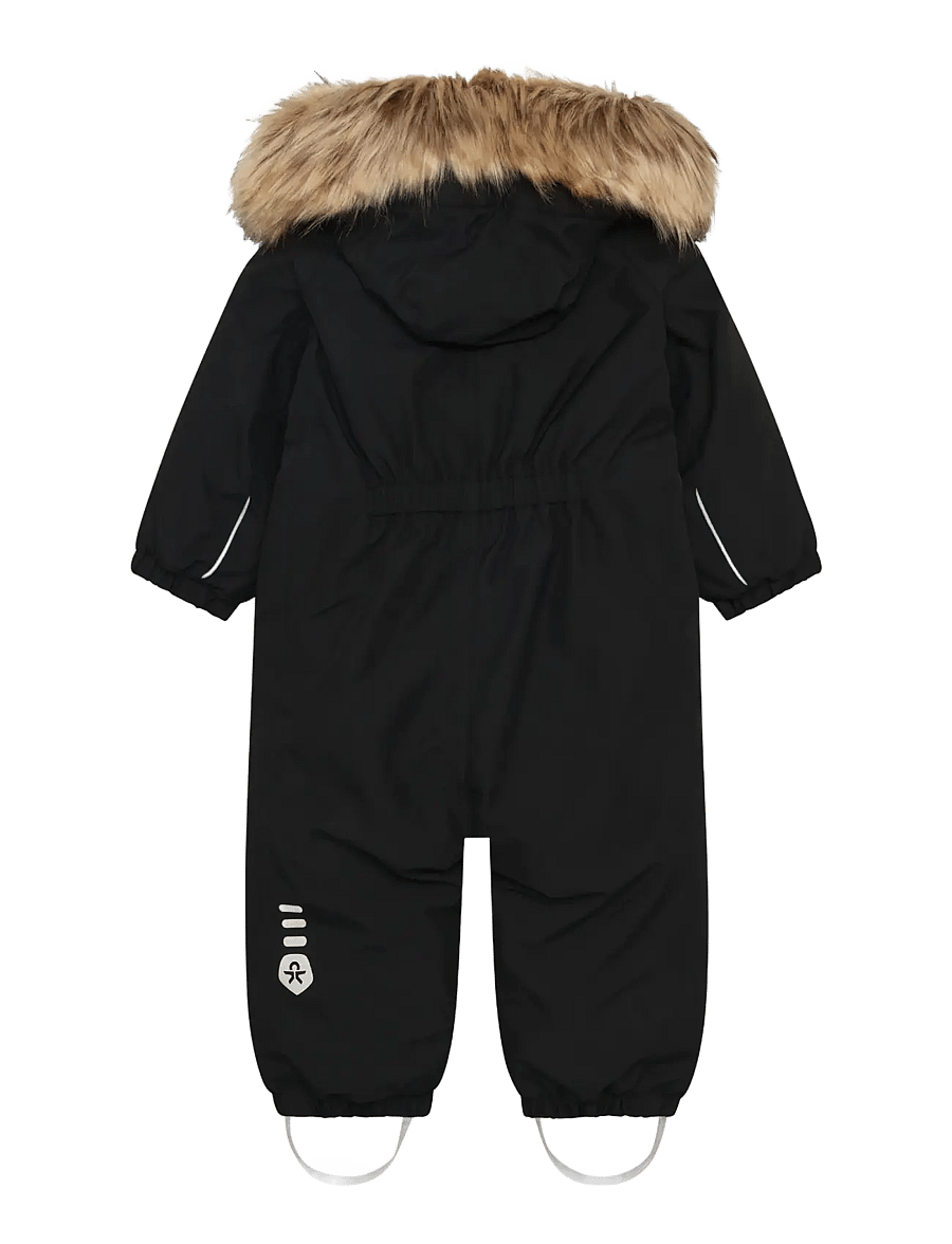 Color Kids - Baby Coverall W. Fake Fur - outerwear - black - 1