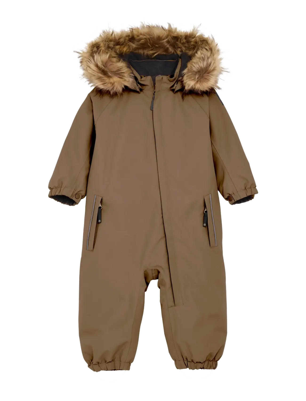 Color Kids Baby Coverall W. Fake Fur - Color Kids - FOSSIL / brown