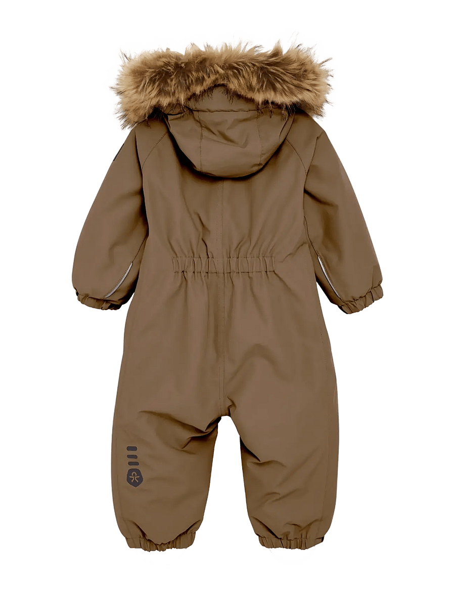 Color Kids - Baby Coverall W. Fake Fur - outerwear - fossil - 1