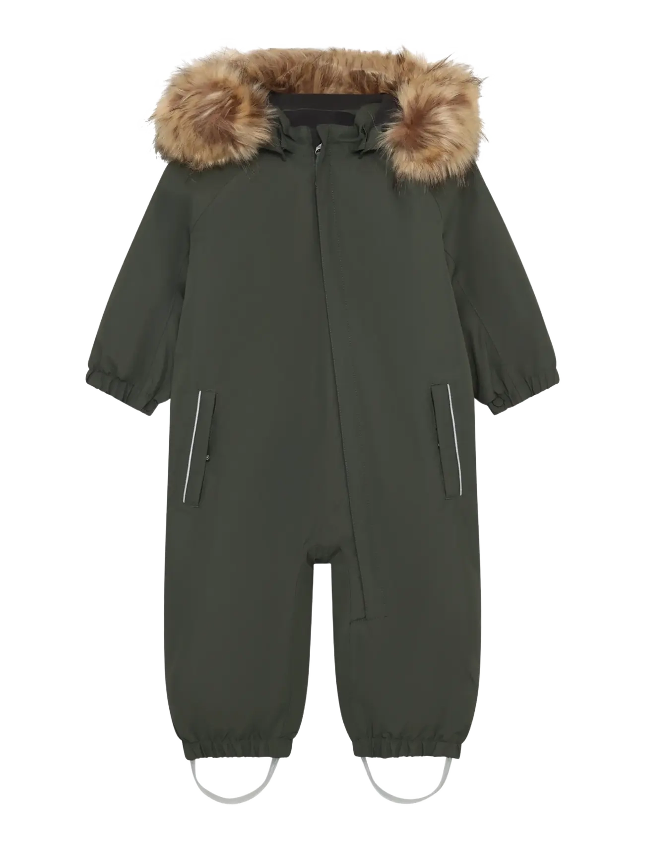 Color Kids Baby Coverall W. Fake Fur - Color Kids - KAMBABA / khaki/green