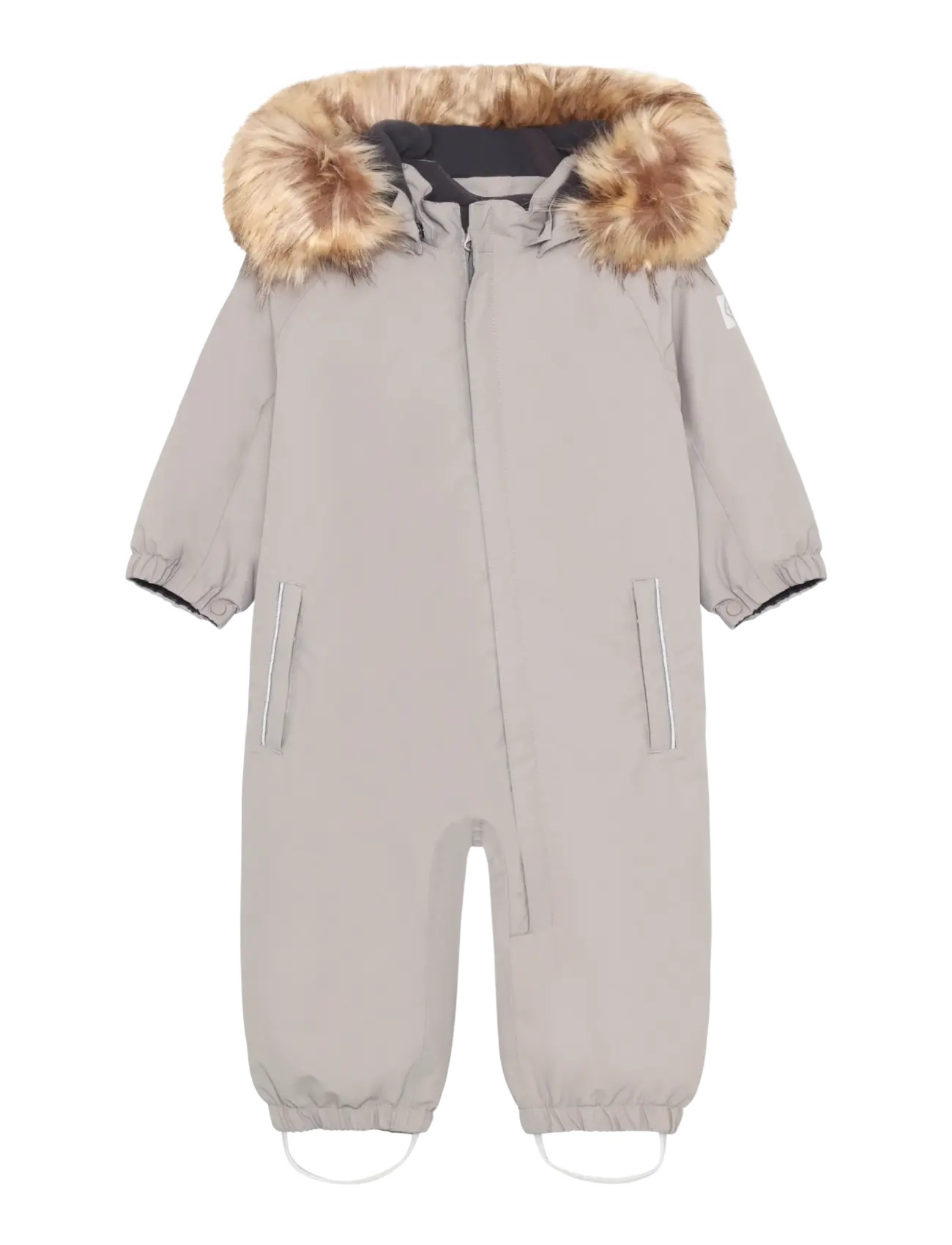 Color Kids Baby Coverall W. Fake Fur - Toppahaalarit - ROCK RIDGE / grey