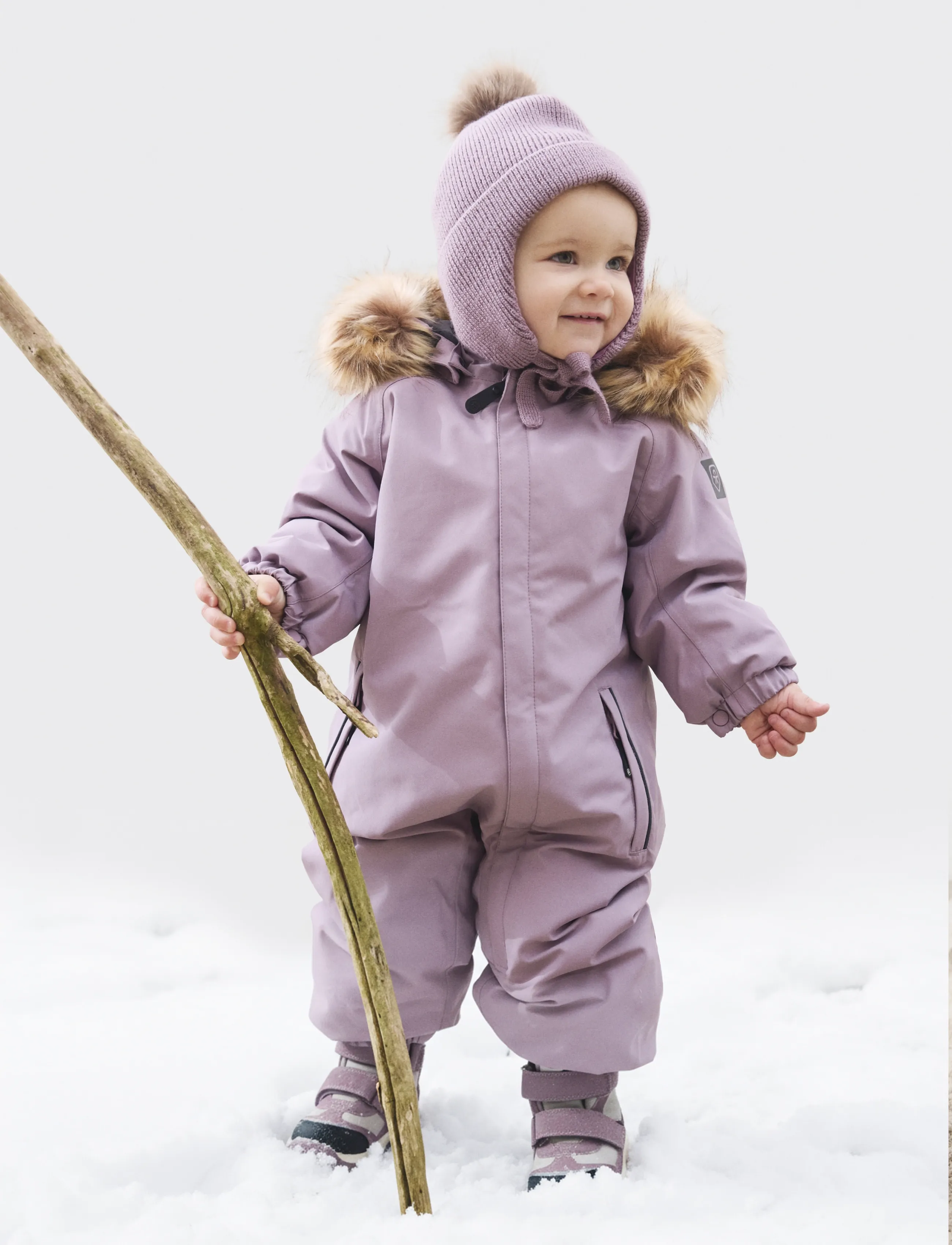 Color Kids - Baby Coverall W. Fake Fur - outerwear - toadstool - 0
