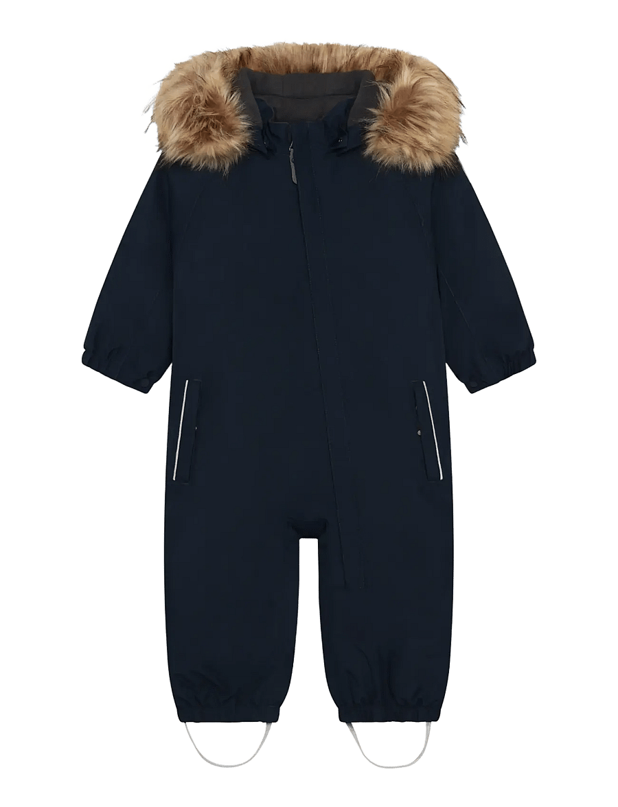 Color Kids - Baby Coverall W. Fake Fur - outerwear - total eclipse - 0