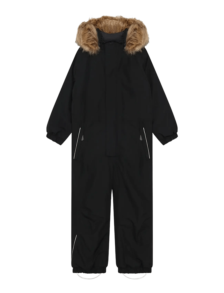 Color Kids - Coverall W. Fake Fur - outerwear - black - 0