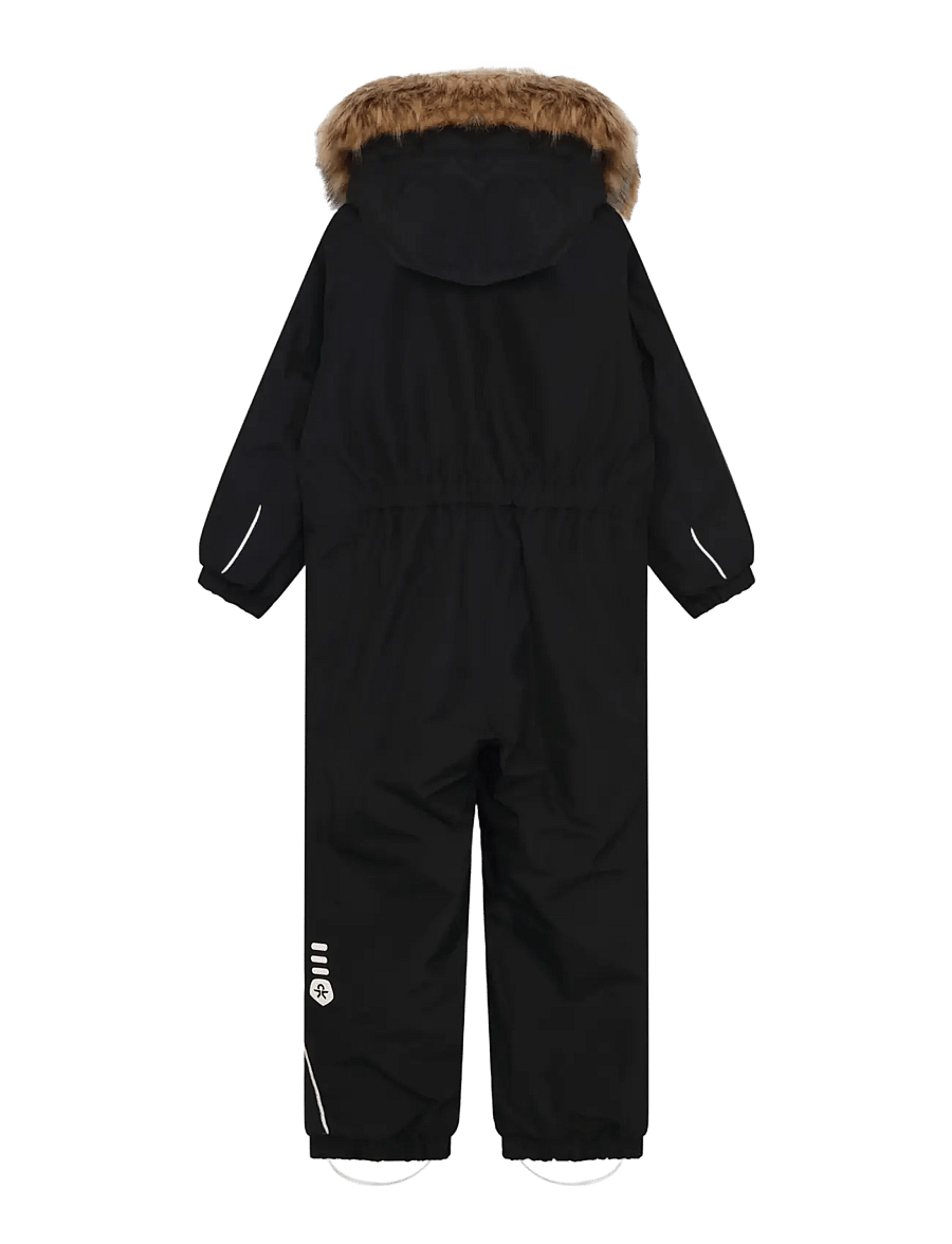 Color Kids - Coverall W. Fake Fur - outerwear - black - 1