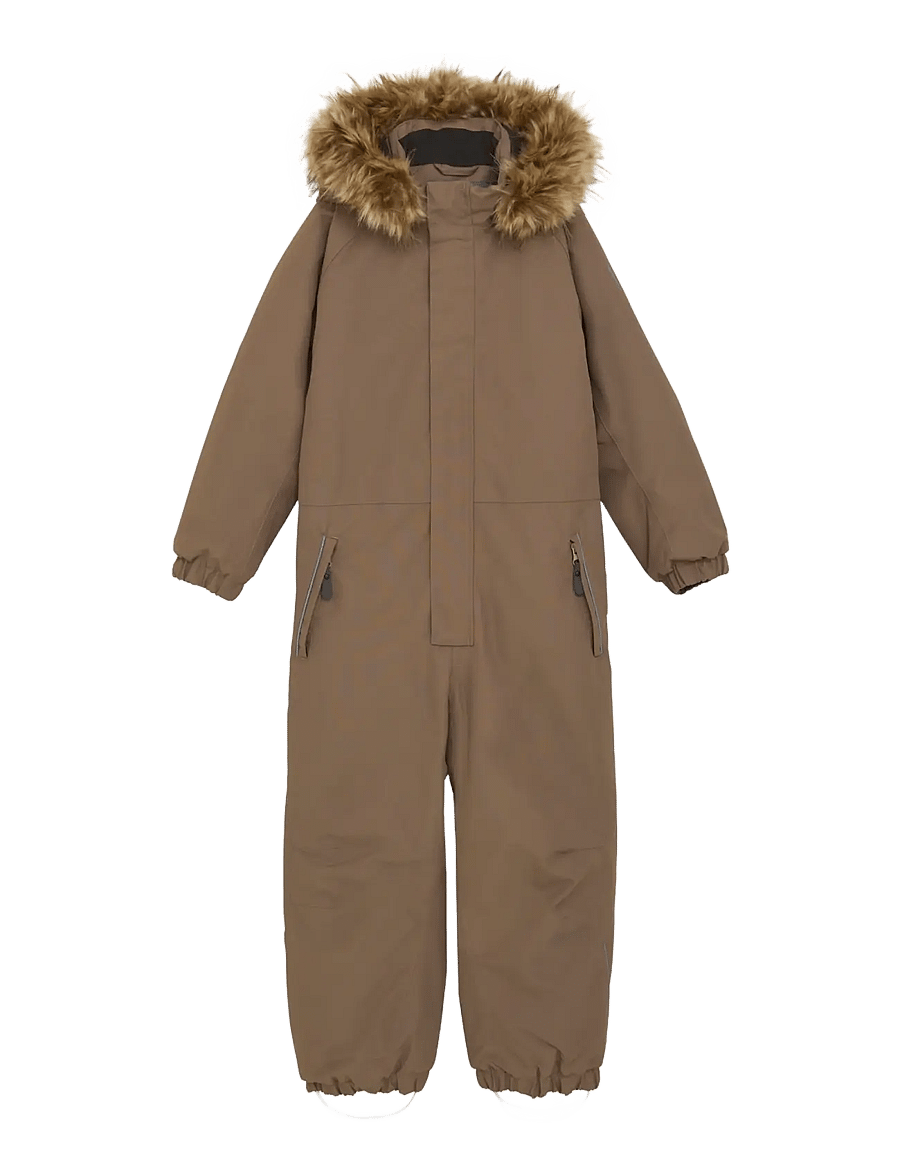 Color Kids - Coverall W. Fake Fur - outerwear - fossil - 0