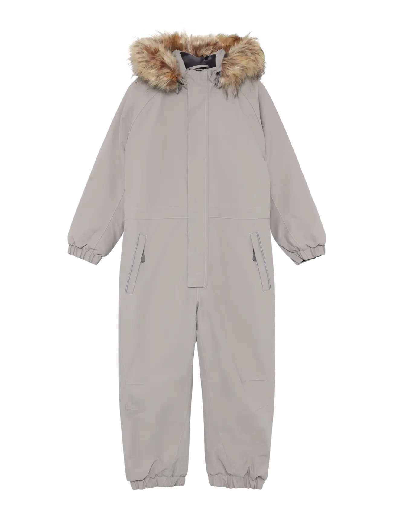 Color Kids Coverall W. Fake Fur - Coveralls - ROCK RIDGE / grey