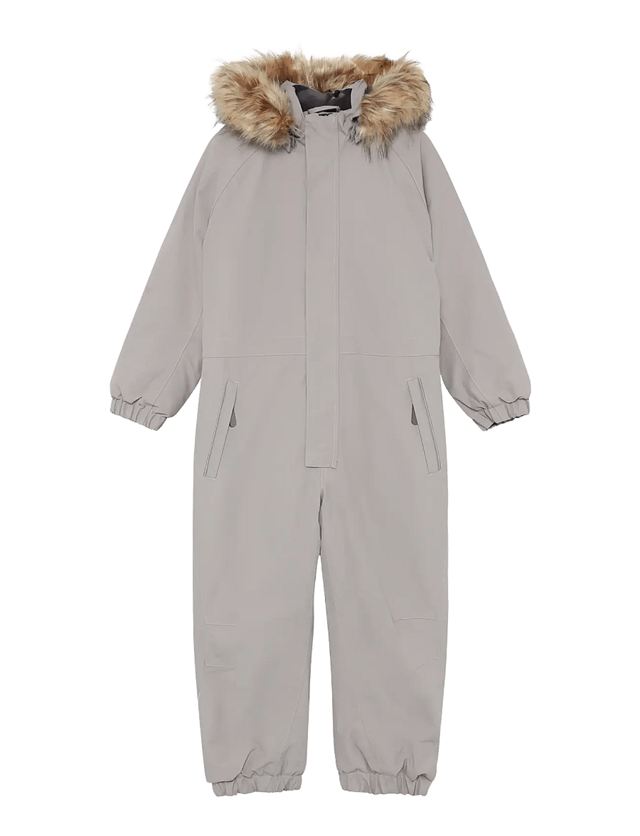 Color Kids - Coverall W. Fake Fur - outerwear - rock ridge - 0