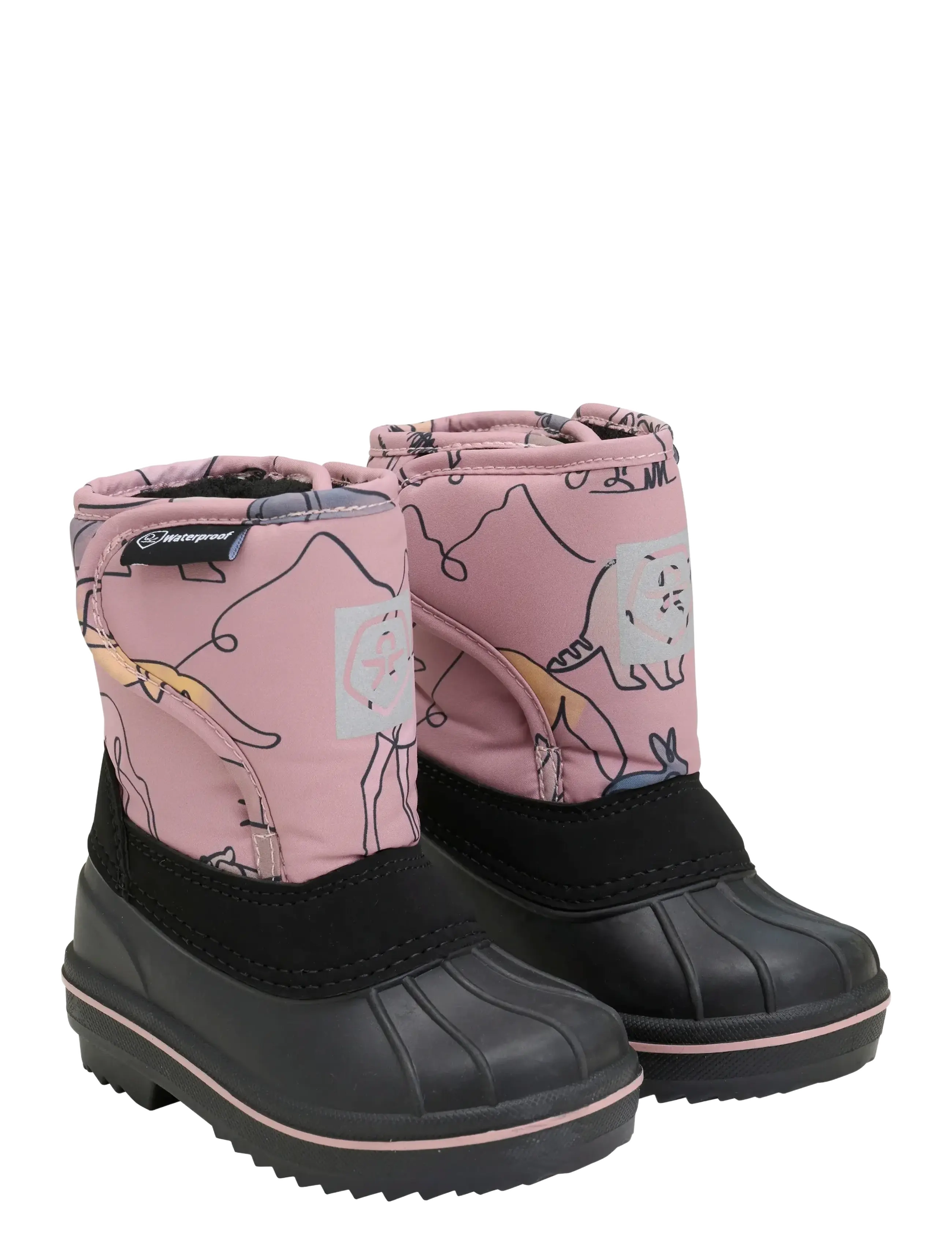 Color Kids Boots w. wool & WP, AOP - Sko - WOODROSE / pink/rose