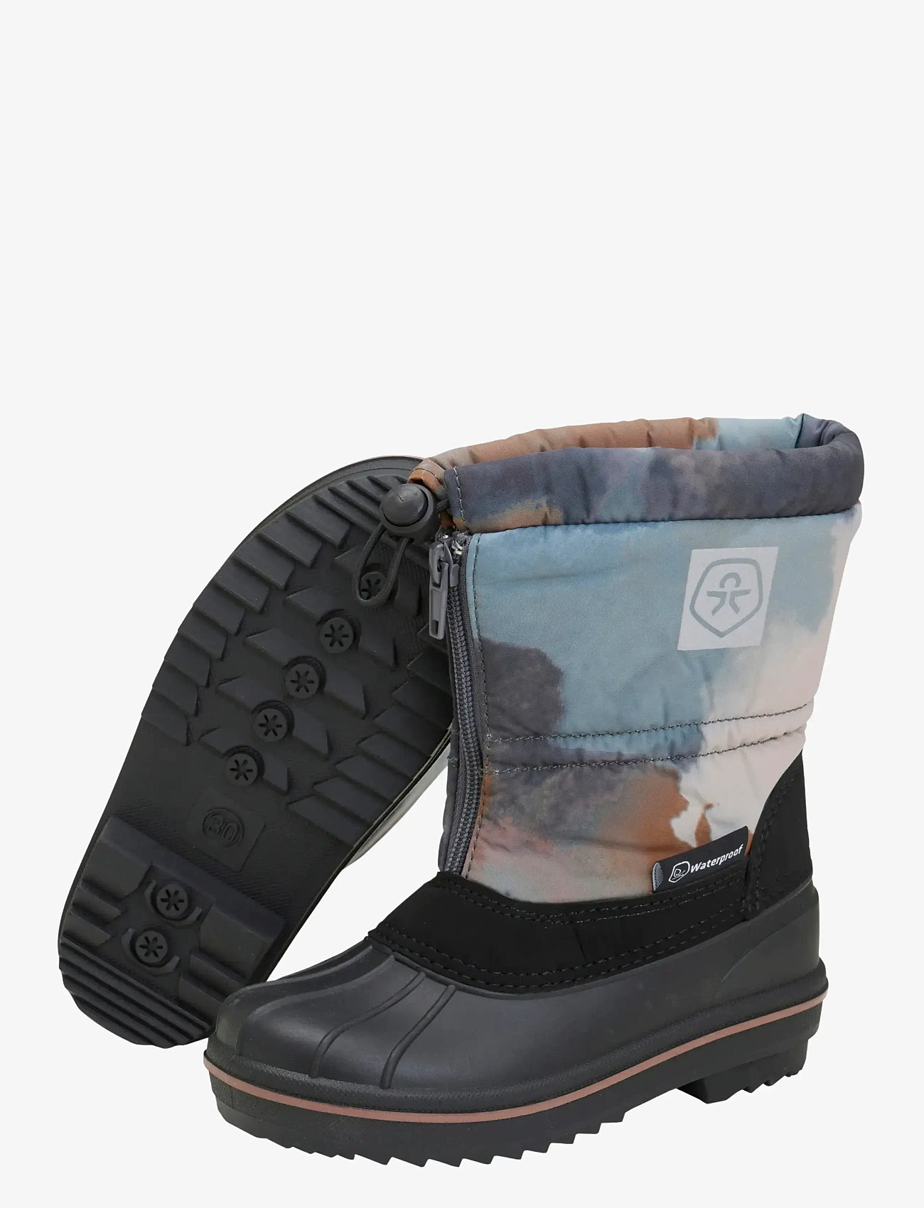 Color Kids - Boots W. Zip, Wool & WP, AOP - skor - stormy weather - 2
