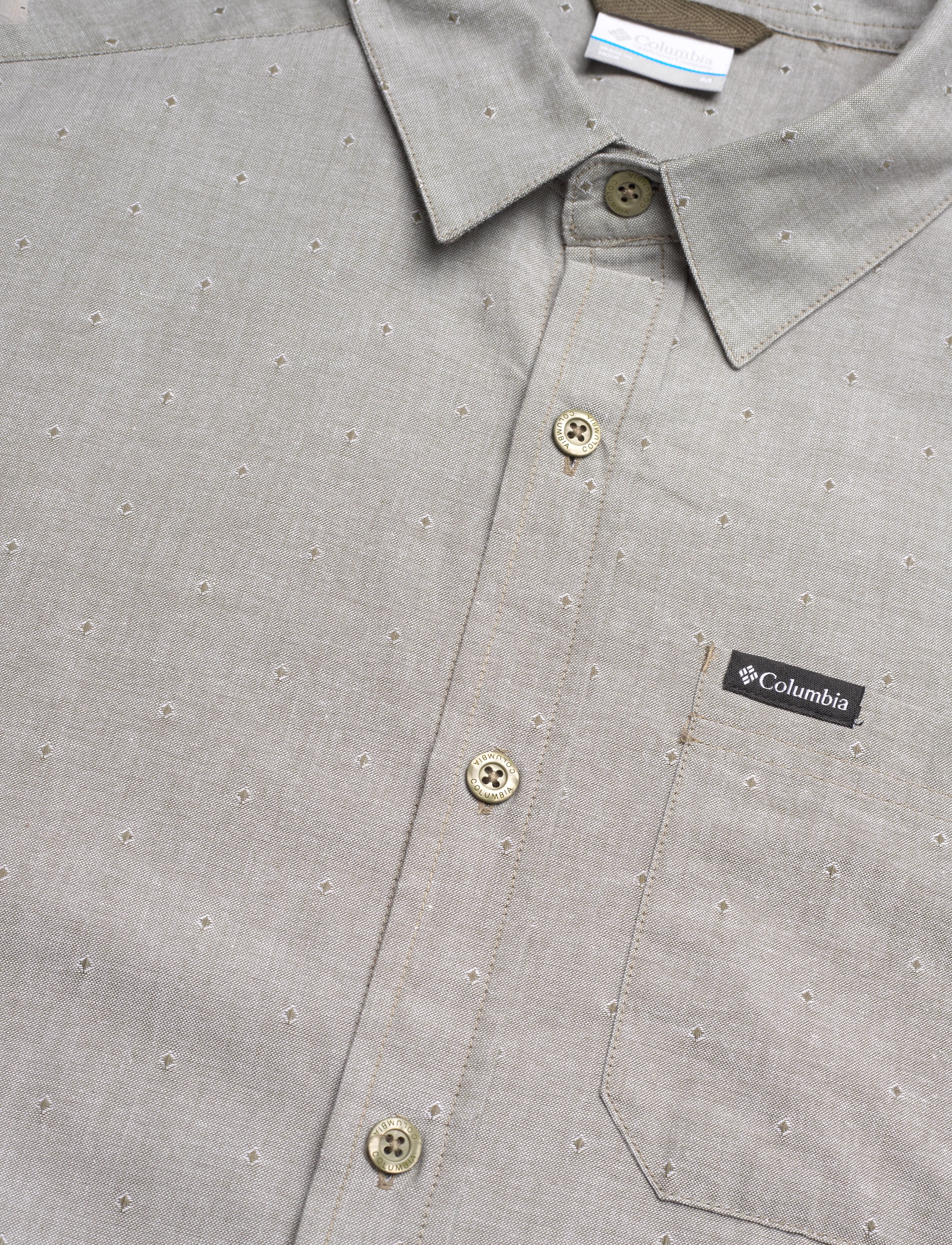 Columbia Sportswear - Rapid Rivers Novelty Short Sleeve - toppar & t-shirts - stone green diamond dobby chambray - 3