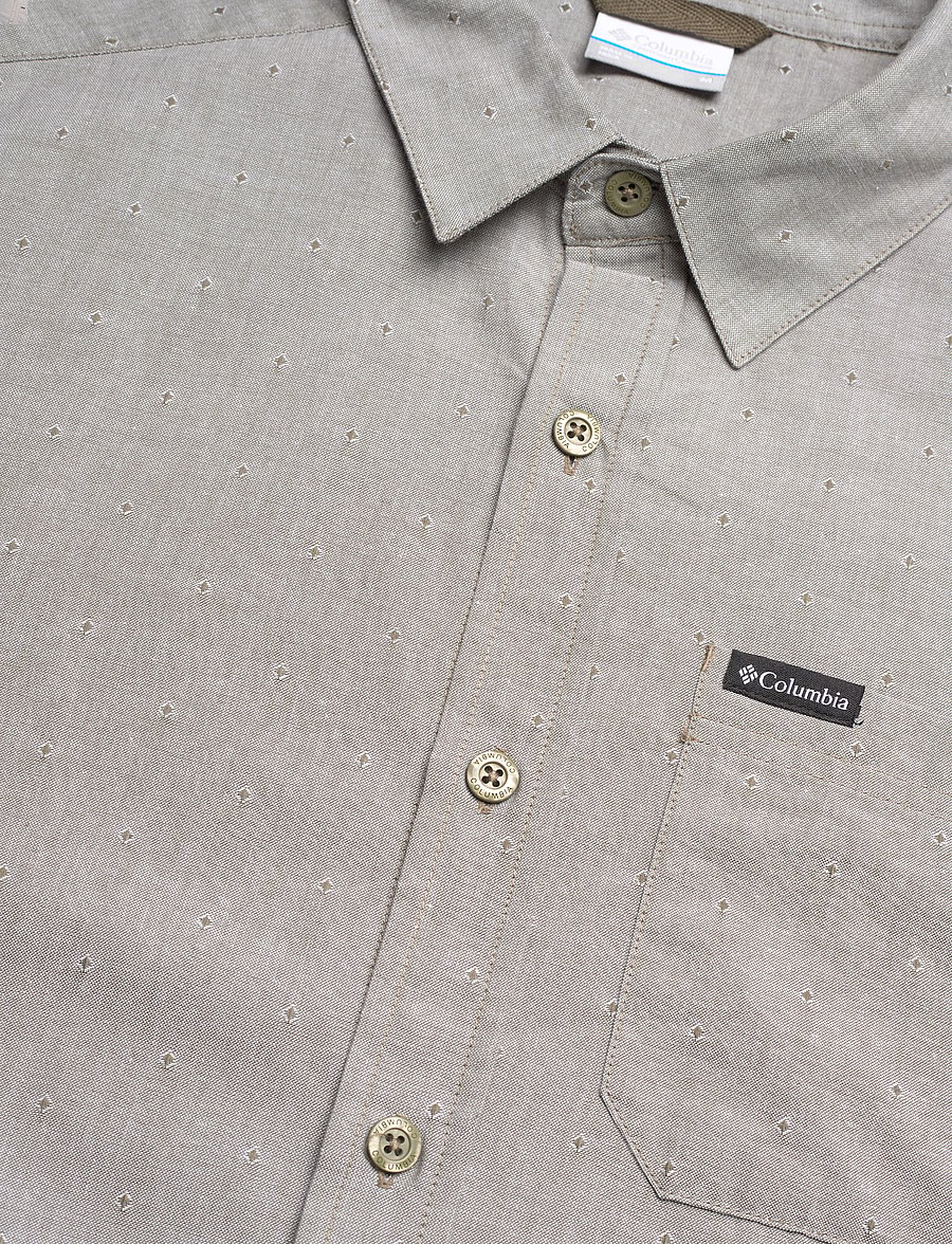 Columbia Sportswear - Rapid Rivers Novelty Short Sleeve - toppar & t-shirts - stone green diamond dobby chambray - 3