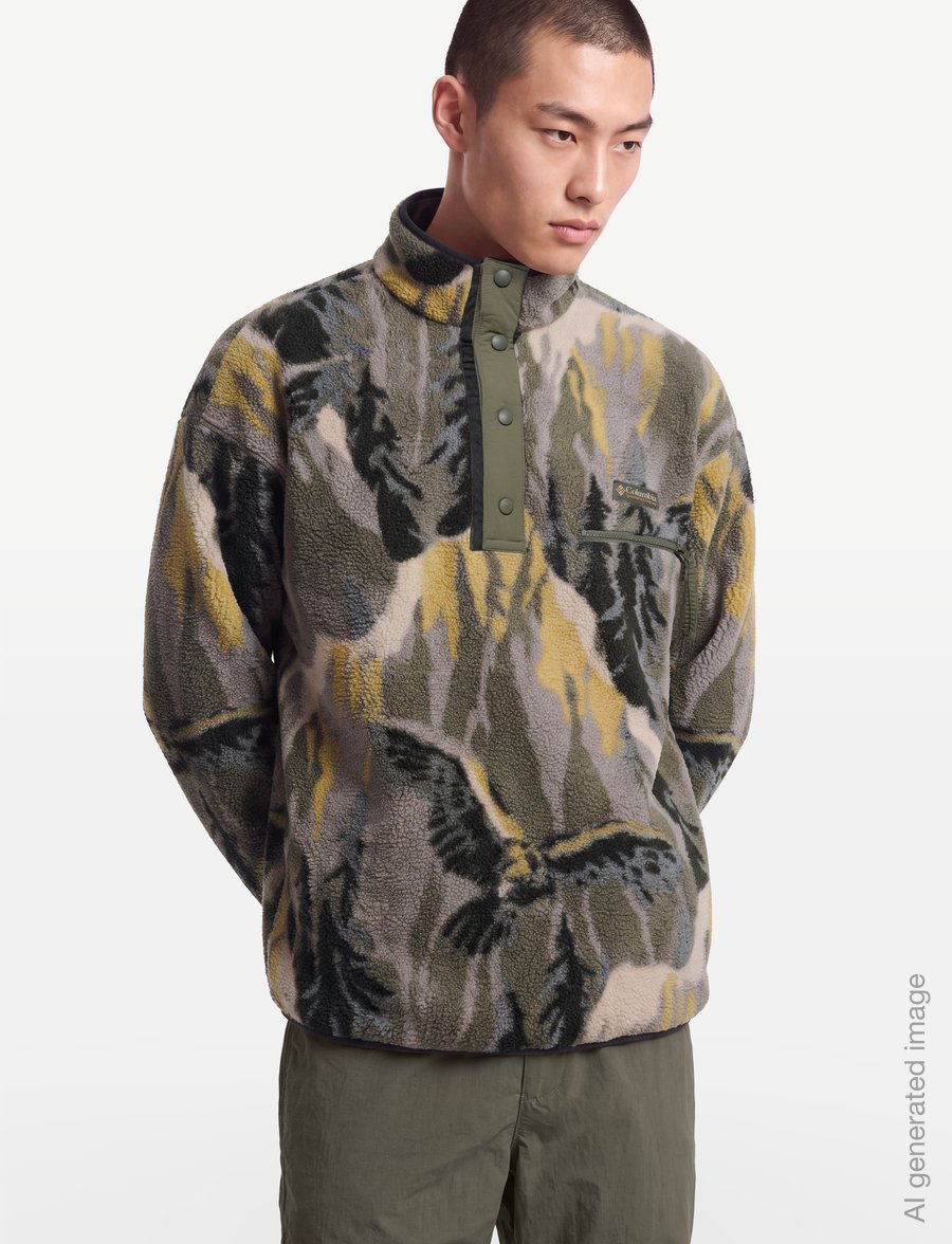 Columbia Sportswear - Helvetia II Printed Half Snap Fleece - flīss un vidējie slāņi - stone green soarin - 3