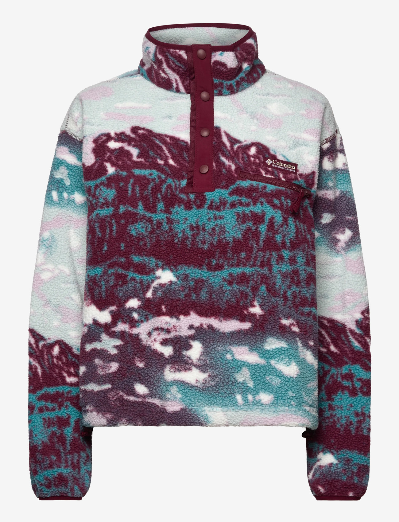 Columbia Sportswear - Helvetia II Printed Cropped Half Snap - oberteile - rich wine sisters, rich wine - 0