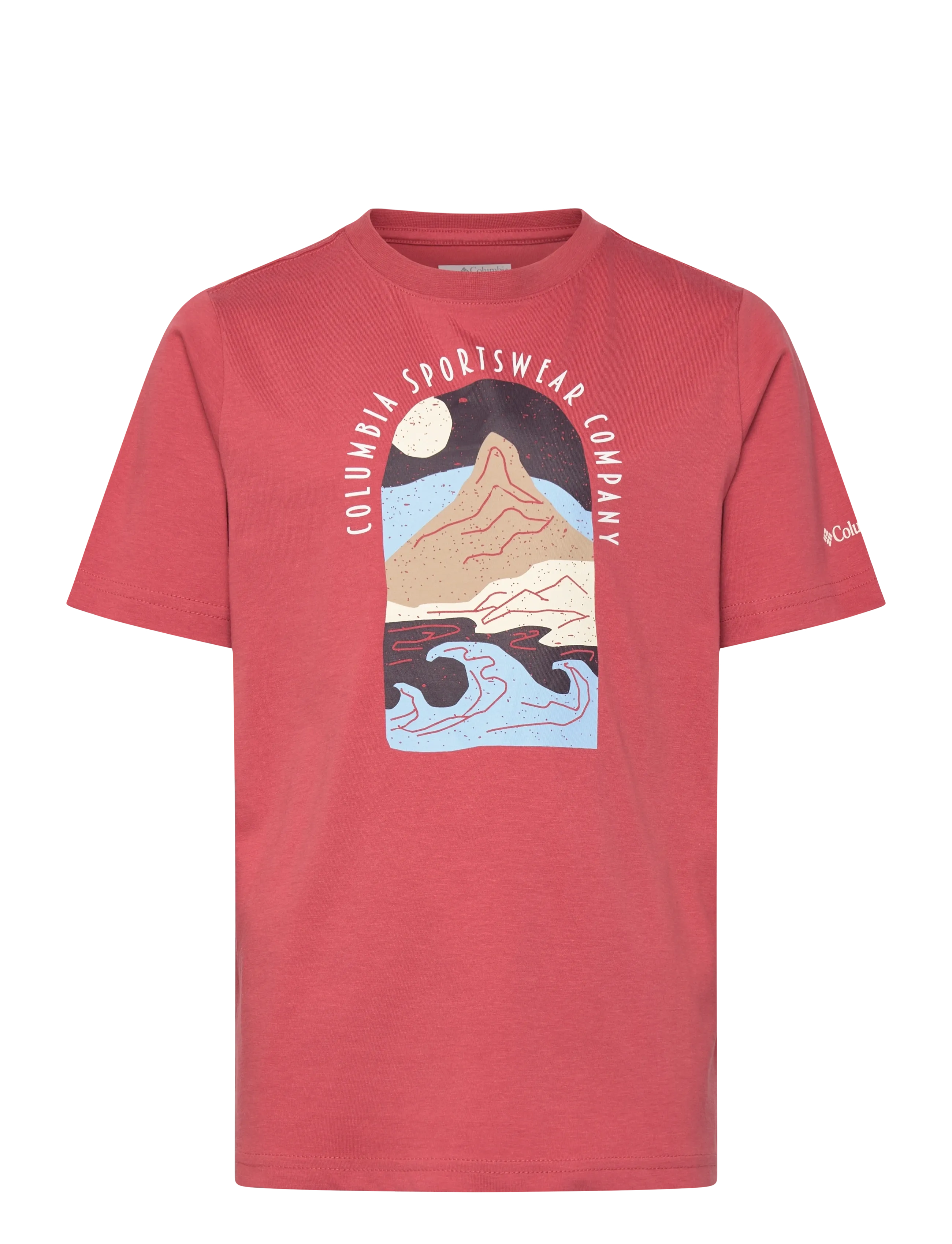 Columbia Sportswear Valley Creek II SS Graphic Shirt - Kids 98-134 - WASHED RED, COZY COASTLINE / red