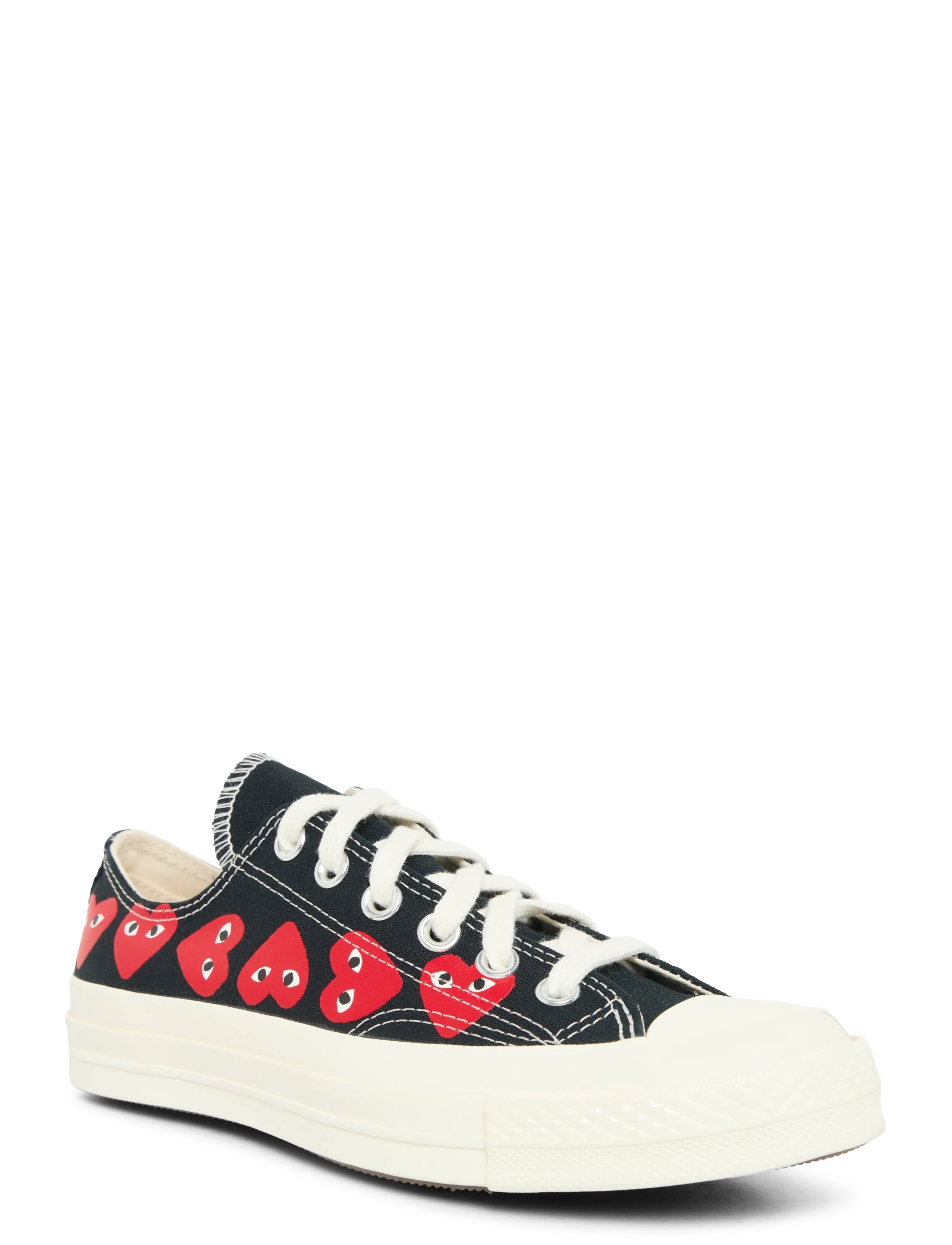 Comme des Garçons Play Multi Heart Low Sneakers, Kvinder, Lave Hjerteprint Sneakers, Sort, Str: 41.5