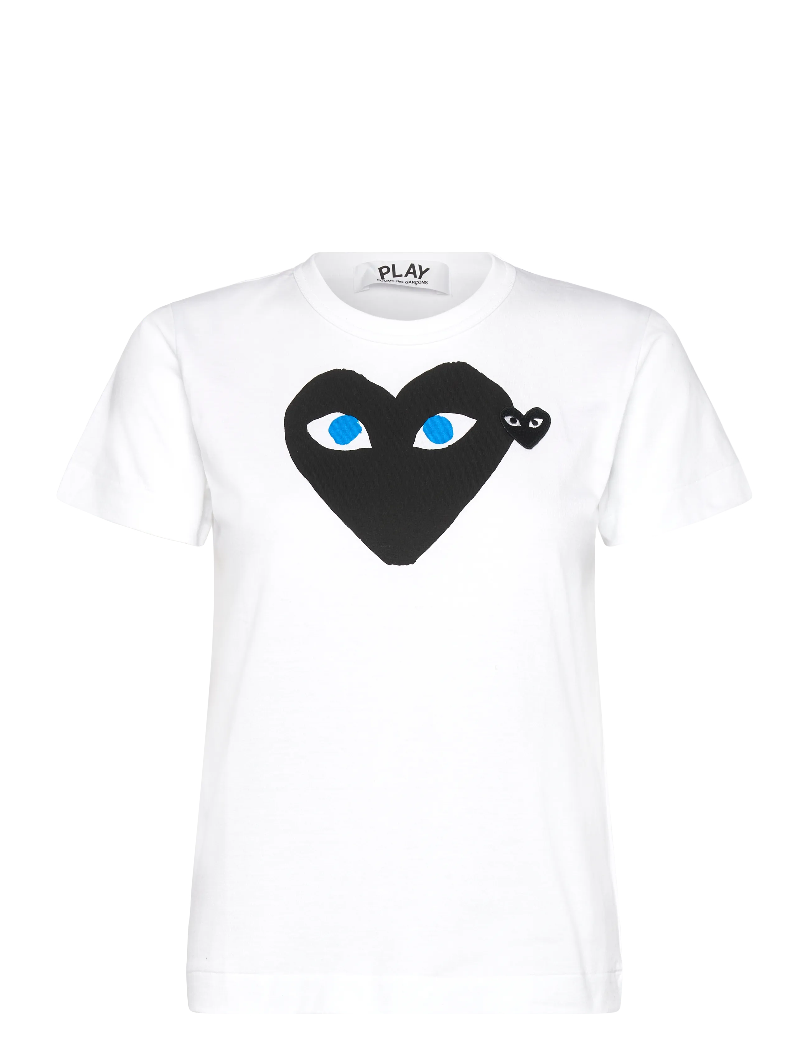 Comme des Garçons Play Heart Print T-Shirt, S, White, T-Shirts & Toppe > Kortærmede, Dame