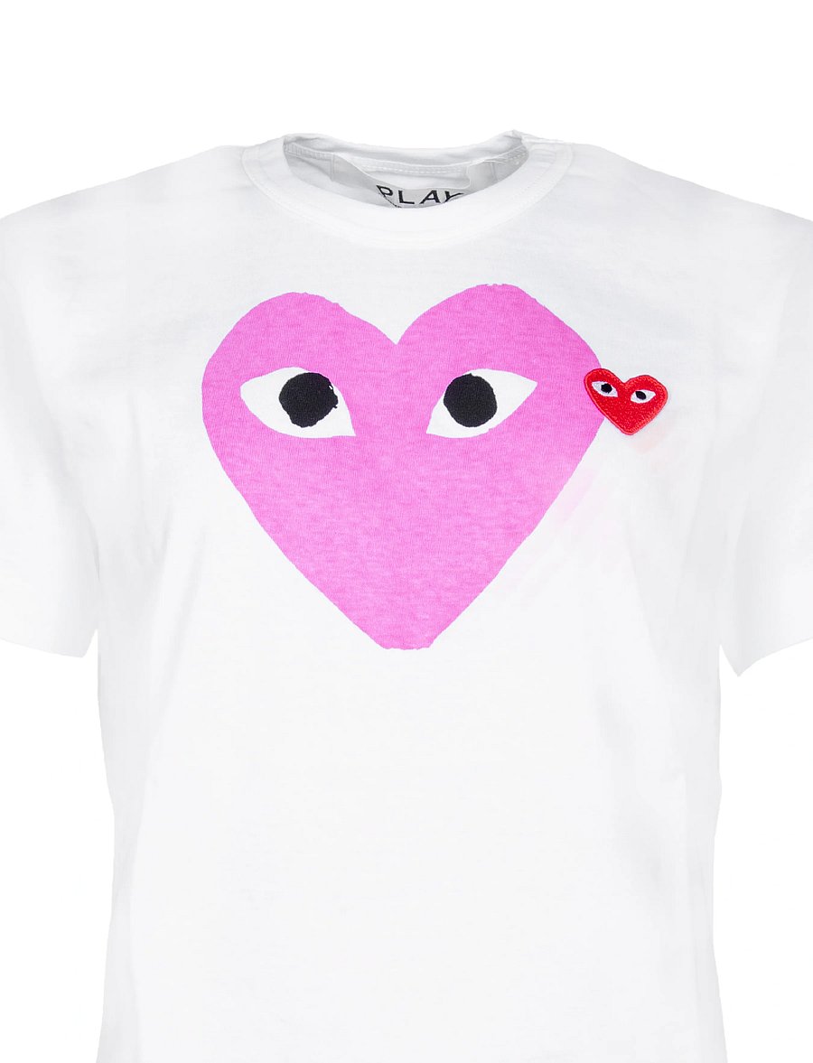 Comme des Garçons - Heart Logo Short-Sleeve - kortärmade t-shirts - white - 2
