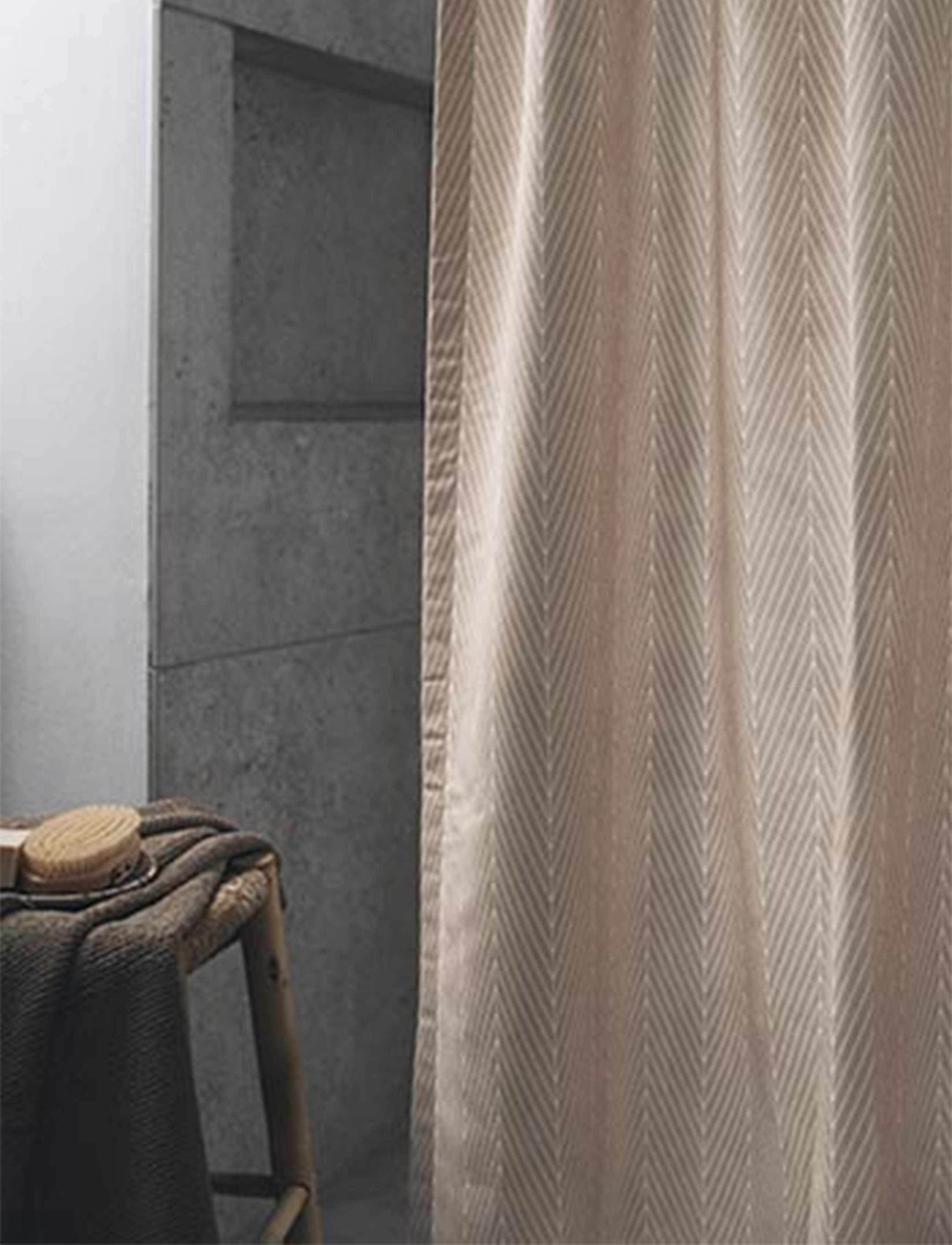compliments Pine Shower Curtain W/Eyelets 200 Cm, 140X200 cm, Bathroom Textiles, Beige - Curtains, Homeware