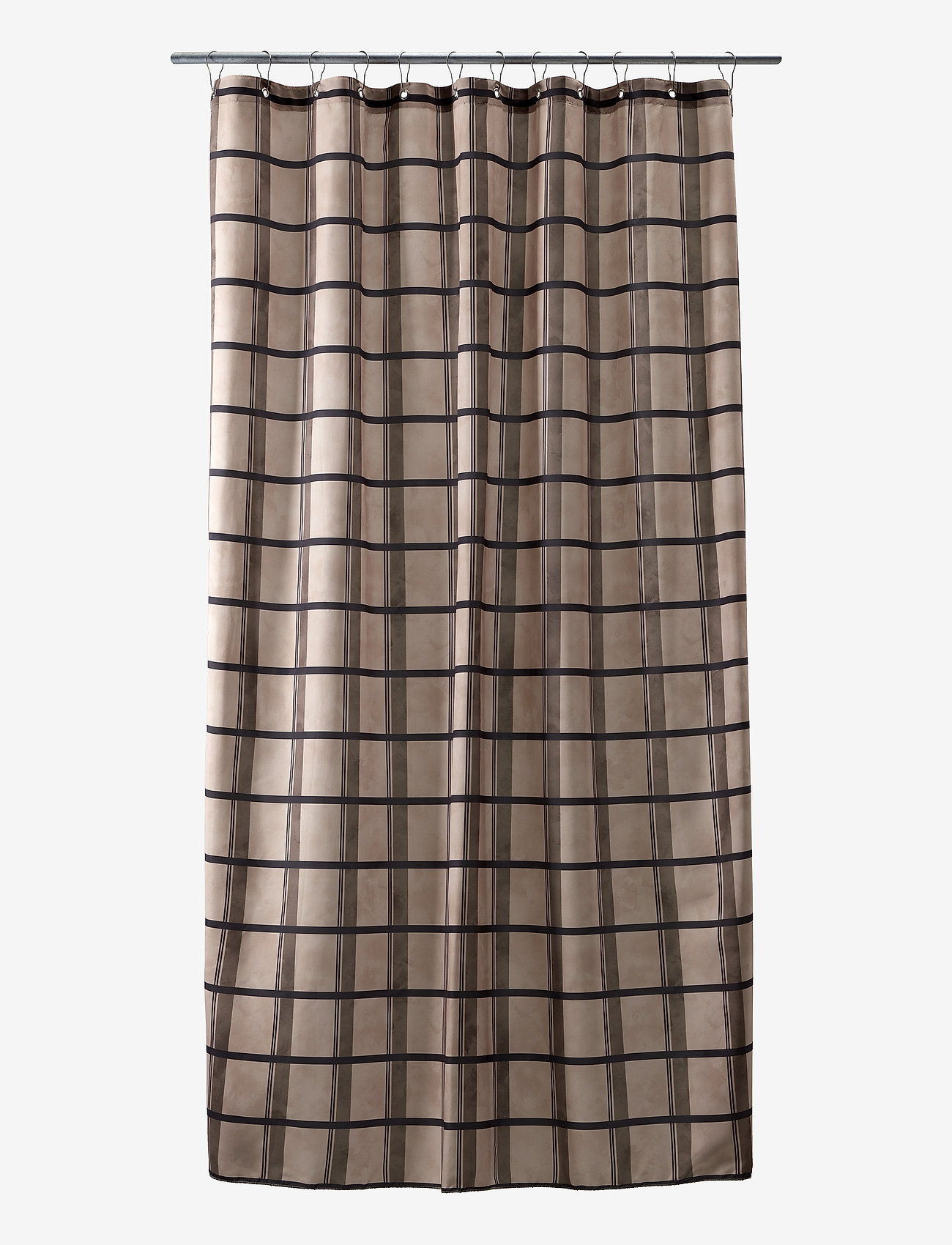 compliments - Check shower curtain w/eyelets 200 cm - taupe - 0